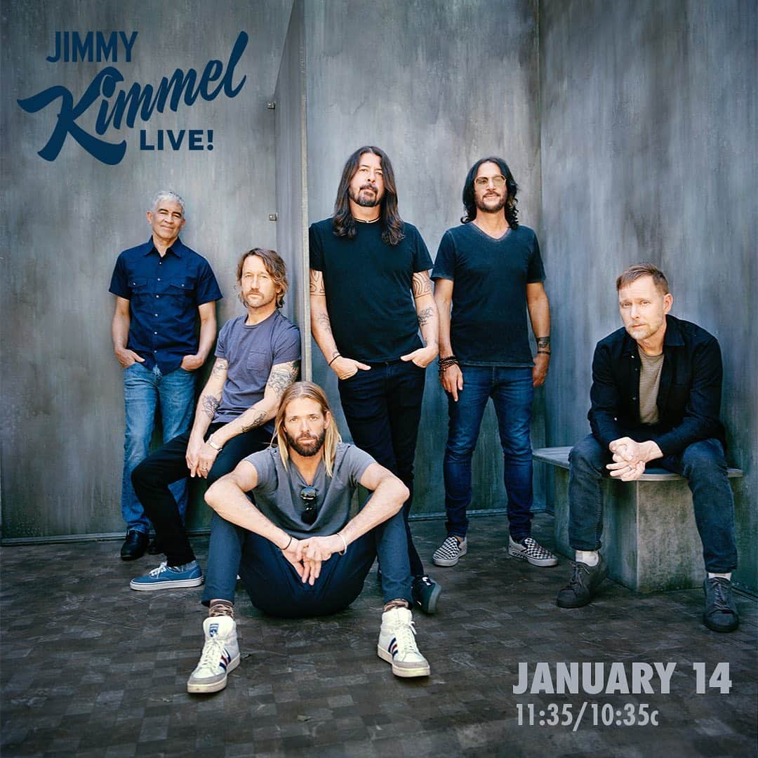 フー・ファイターズのインスタグラム：「Tune into @jimmykimmellive tomorrow night. 📺   #Kimmel #MedicineAtMidnight」