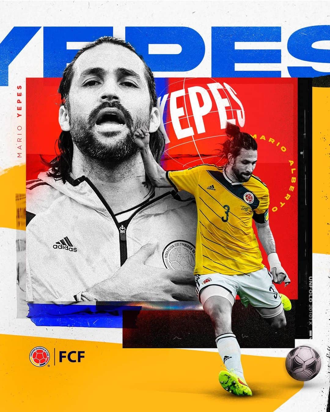 サッカー コロンビア代表チームのインスタグラム：「¡Felicitaciones Capitán 👊!  @marioayepes está cumpliendo 4⃣5⃣ años y queremos celebrarlos junto a él 🤜🤛  Gracias por tanta entrega y lucha con la camiseta de la Selección Colombia 🇨🇴」