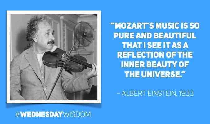アルベルト・アインシュタインのインスタグラム：「#WednesdayWisdom: “Mozart’s music is so pure and beautiful that I see it as a reflection of the inner beauty of the universe.” – Albert Einstein, 1933」