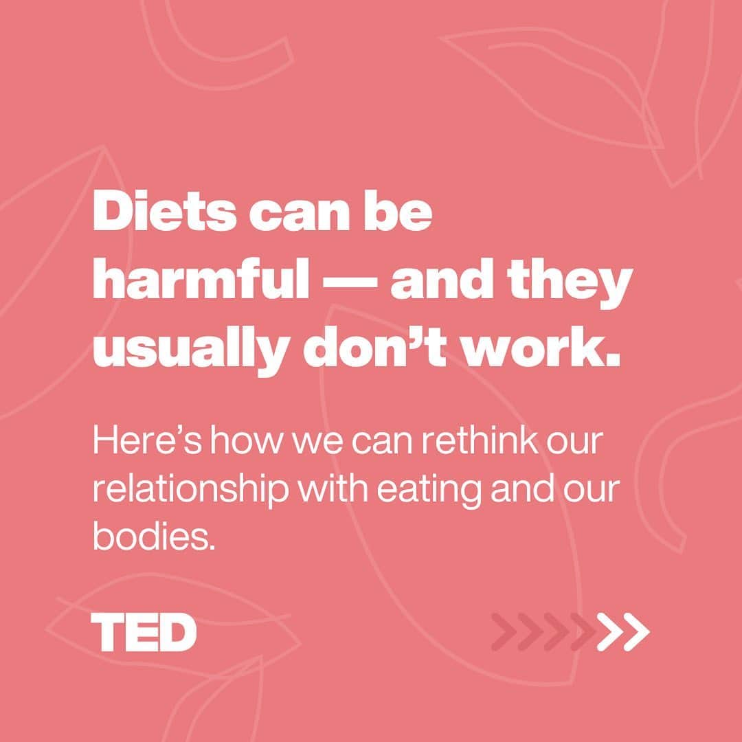 TED Talksのインスタグラム：「Started a diet in the new year? We hate to break it to you, but it probably won't work. Even if you do lose weight, you’re very likely to gain it back (and possibly a bit more.) And it isn’t even your fault! "Your brain has its own sense of what you should weigh, no matter what you consciously believe," says neuroscientist Sandra Aamodt. "You can use lifestyle choices to move your weight up and down within that range, but it's much, much harder to stay outside of it." Visit the link in our bio to learn the scientific reasons why diets typically do more harm than good — as well as Aamodt's tips for how to practice intuitive eating instead.」