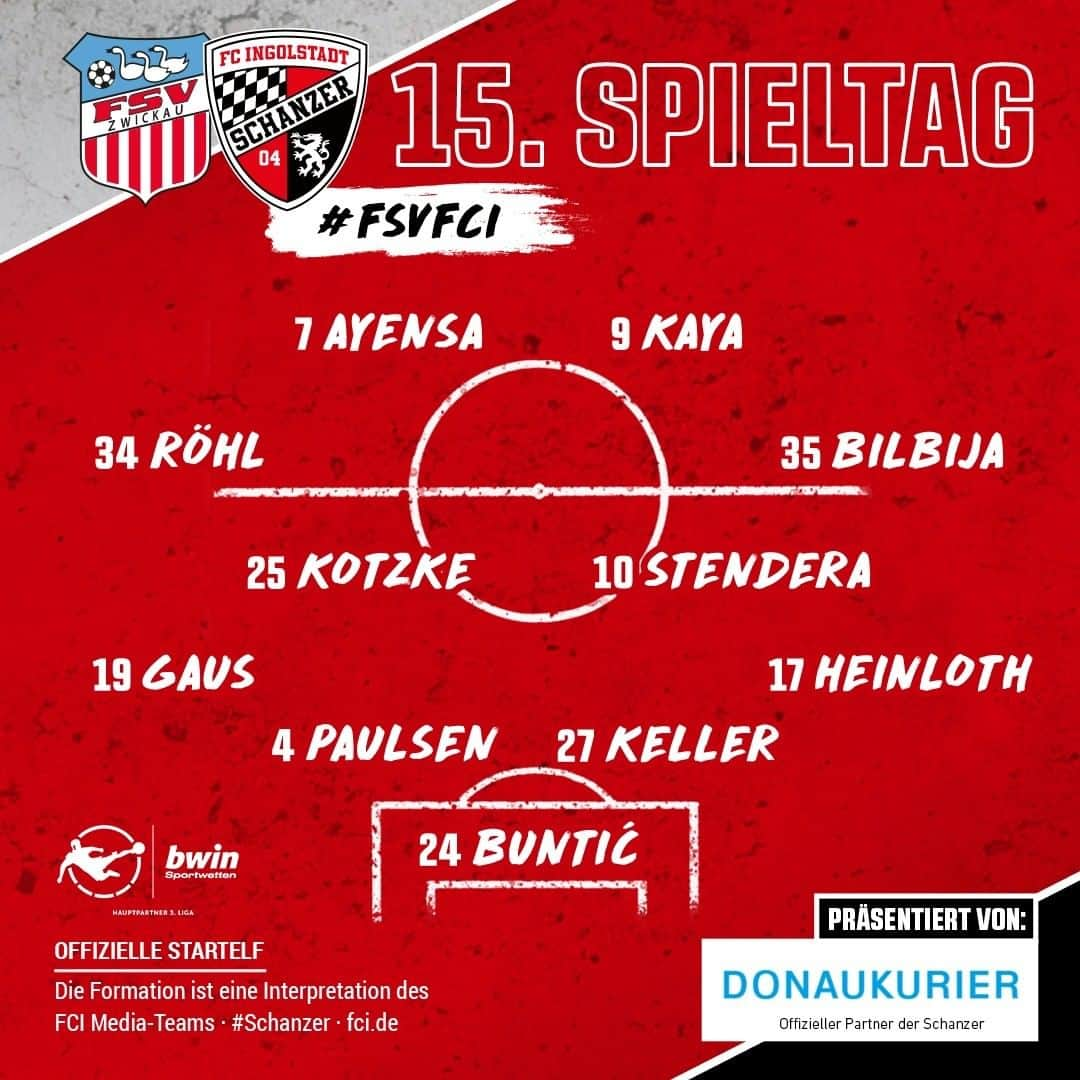 FCインゴルシュタット04さんのインスタグラム写真 - (FCインゴルシュタット04Instagram)「OFFIZIELLE STARTELF ⚫️🔴 So gehen es die #Schanzer gegen den @fsv.zwickau an‼️⚽️ Eure Meinung zur Startelf? Geht damit heute was?! 😉🔥 ___ Die Bank: Jendrusch, Elva, Kurzweg, Niskanen, Krauße, Butler und Sussek ___ Live auf @magentasport, in unserem Fan-Liveticker oder über unsere FCI-App 📲👀 Die Links findet ihr in unserer Story 😉✌️ . . #schanzerdassindwir #Schanzerfürimmer #Ingolstadt #FCI #FCIngolstadt #3Liga #zeigtsuns #fu3ball #soccer #fussball #football #futbol #immerweiter #zamhoidn #Team #Auswärts #Auswärtsspiel #Auswärtsfahrt #away #einTEAM #gemeinsam #FSVFCI #FSV #Zwickau #FSVZwickau #GGZArena #Startelf #Lineup」1月14日 2時01分 - dieschanzer