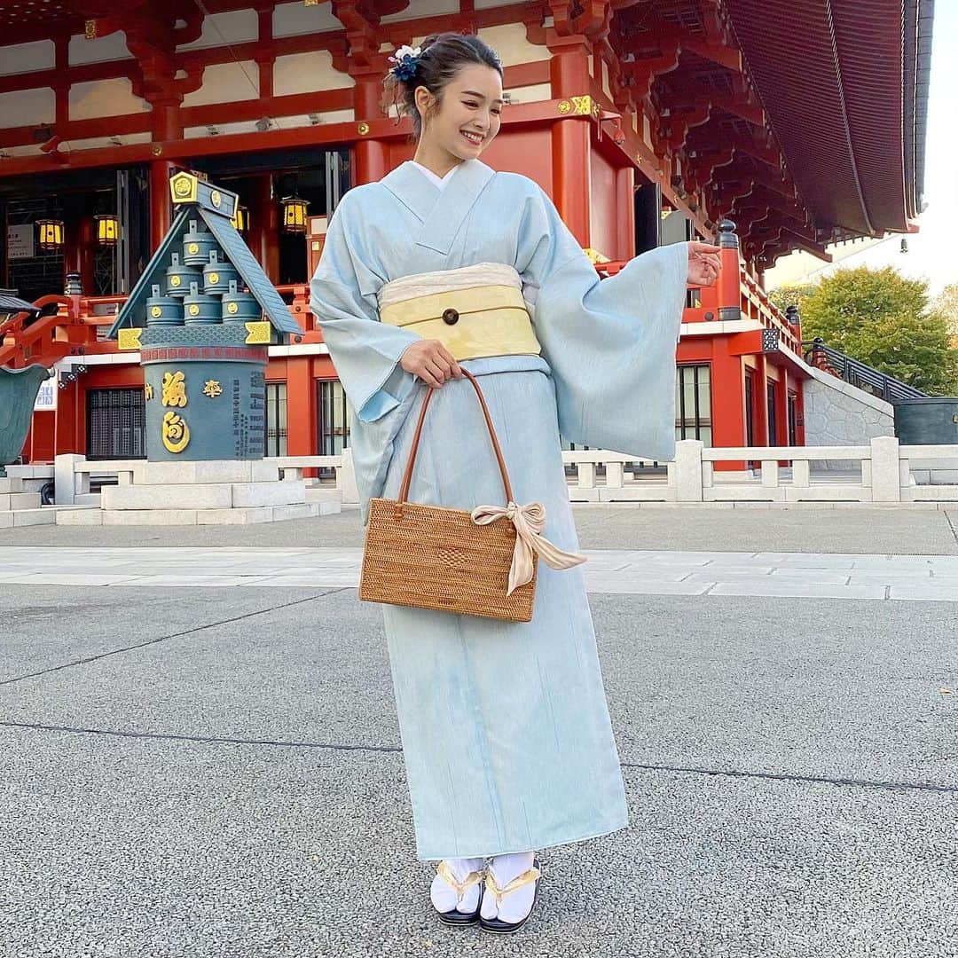 富久美玲のインスタグラム：「_ . 今回の着物は 梨花和服さんでレンタルしました👘💕 . #身長152cm#mireistylecode#着物#着物レンタル#梨花和服#浅草」