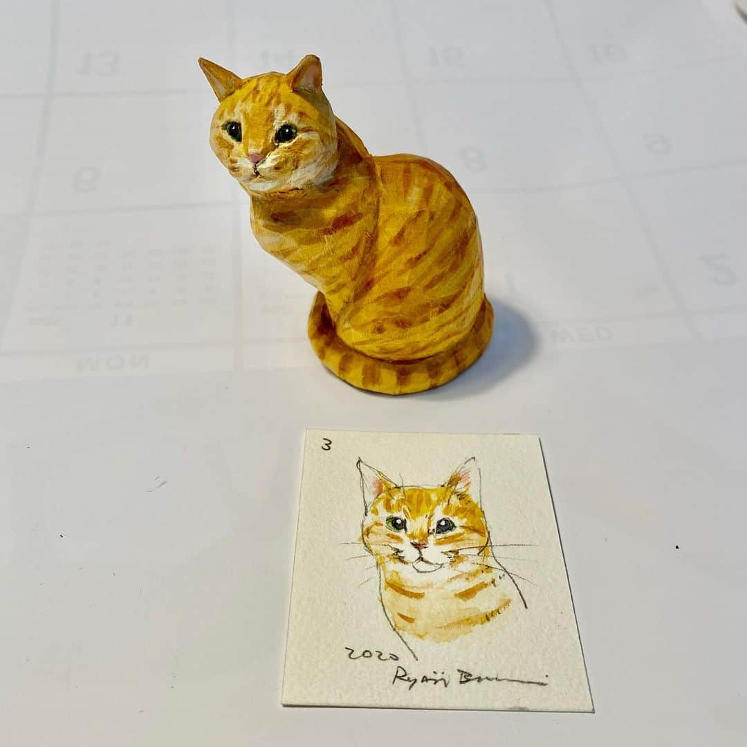 yamanekoのインスタグラム：「この3人は 1/2~7  名古屋の＠qedstorecafe1987 ねこねこ展13に行ってきまーす！  #qedstoreandcafe #ねこねこ展13 #ねこさいこう #weekendbooks #ねこ #ねこ部 #ねこすたぐらむ #猫彫刻 #猫彫り #木彫り猫 #彫刻 #バンナイリョウジ #cat#catstagram #catsofinstagram #catsculpture #woodsculpture #woodworking  #ryojibannai」