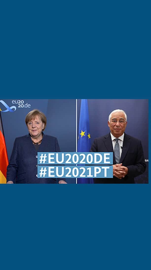 アンゲラ・メルケルのインスタグラム：「Kanzlerin Merkel wünscht zum Ende der deutschen EU-Ratspräsidentschaft dem portugiesischen Premierminister António Costa viel Erfolg für die  portugiesische EU-Ratspräsidentschaft! --  Desejo-vos muito sucesso para a Presidência portuguesa do Conselho da UE.  -- #eu2020 #eu2020de #eu2020pt #kanzlerin #merkel #bundeskanzlerin #eu #portugal #deutschland #germany @antoniocostapm」