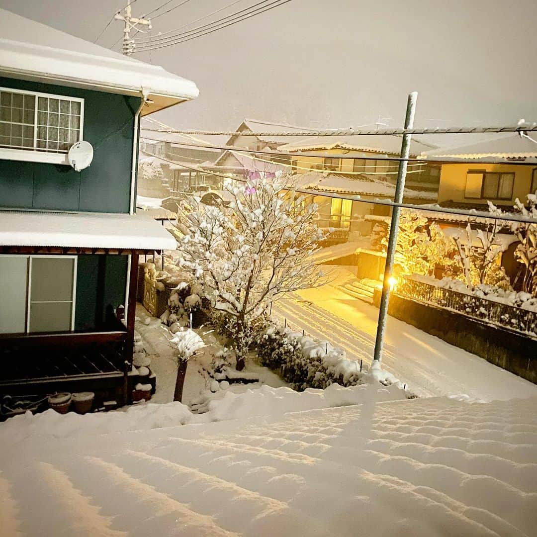 ハロー植田さんのインスタグラム写真 - (ハロー植田Instagram)「地元はもう完全に積もりました⛄️明日はスタッドレスが活躍する日です🚗 ♪もう真っ白〜（B’z『ZERO』より） #岡山県真庭市 #雪道を運転するの緊張します #ハロー植田 #bz」12月30日 23時58分 - inababa178