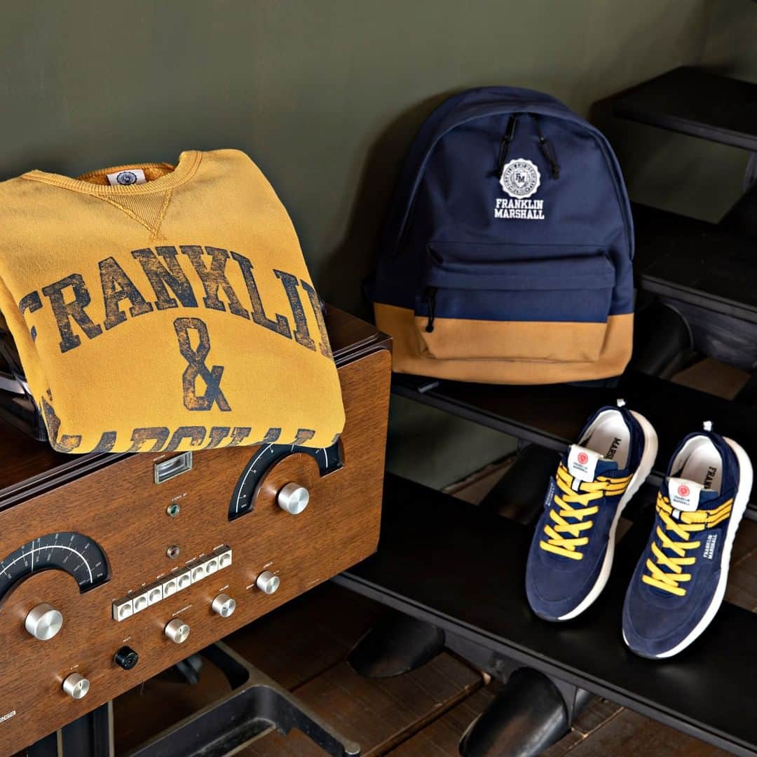 フランクリン&マーシャルのインスタグラム：「FRANKLIN & MARSHALL  FW2020 COLLECTION   Staple pieces encapsulating heritage  #franklinandmarshall #newcollection #backpack #crewneck #shoes」