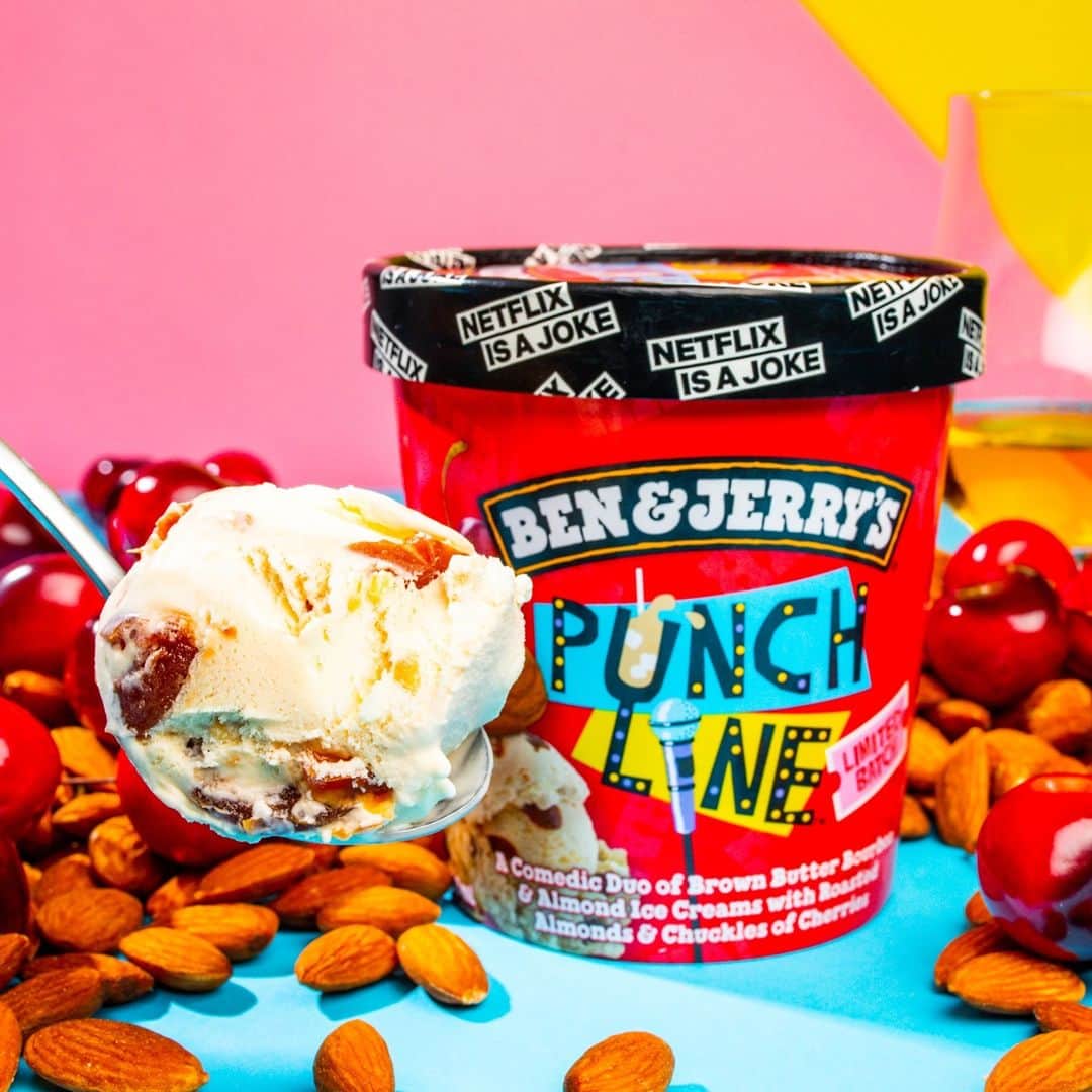 Ben & Jerry'sのインスタグラム：「The set-up: Your favorite bowl and spoon. The punch line: This pint. Dig in while you watch your favorite comedies on @netflix! Link in bio.」