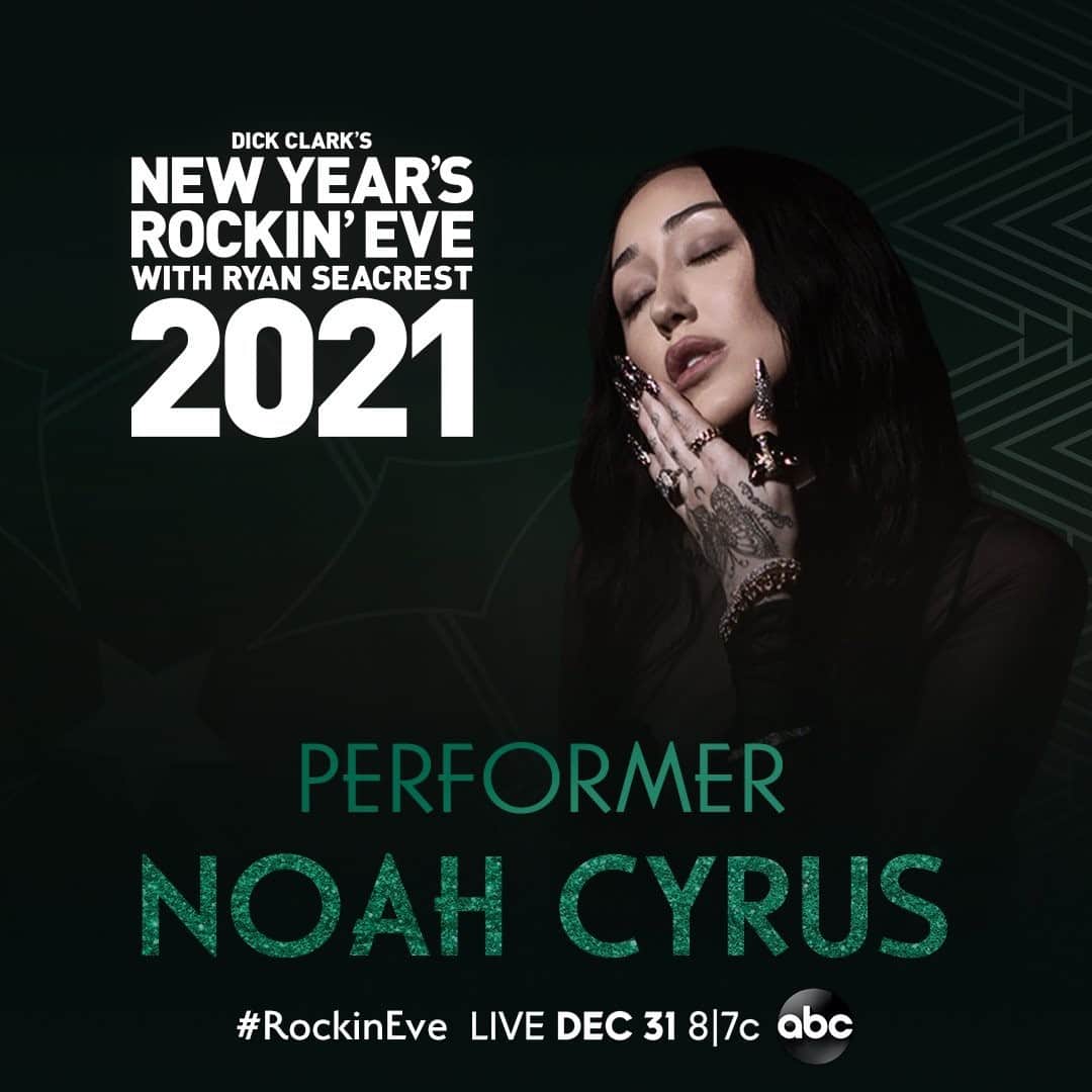 アメリカン・ブロードキャスティング・カンパニーのインスタグラム：「JUST ANNOUNCED! @noahcyrus is performing on #RockinEve so make sure to watch ABC tomorrow at 8|7c. 🥂」