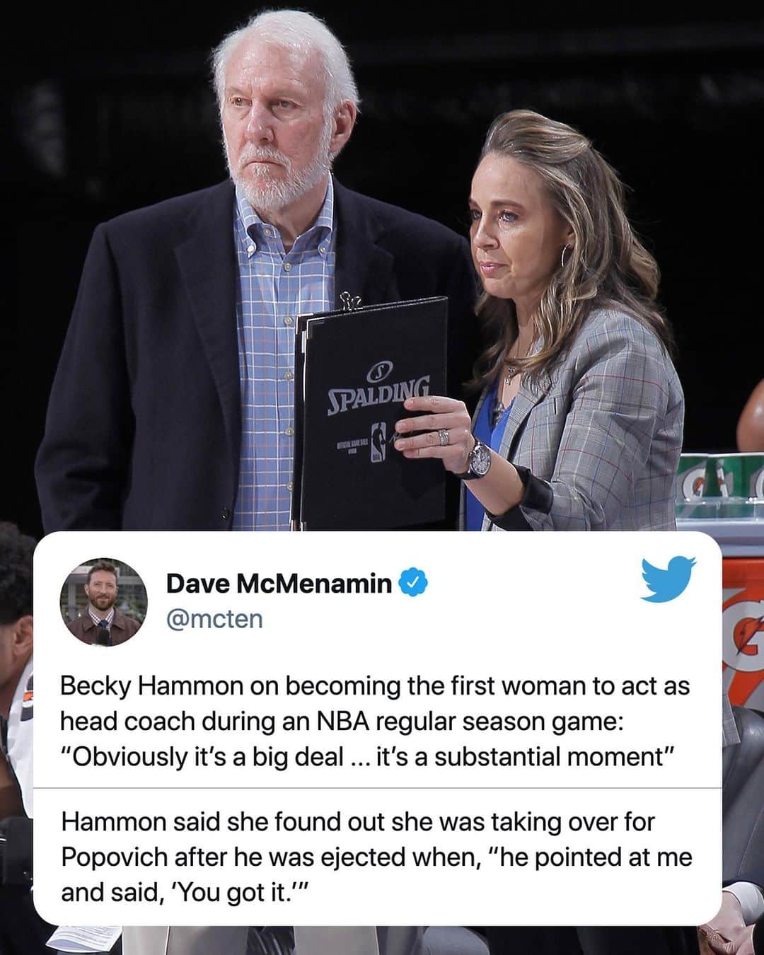 espnさんのインスタグラム写真 - (espnInstagram)「Becky Hammon reflected on her historic moment as acting Spurs head coach. (via @davemcten)」12月31日 14時36分 - espn