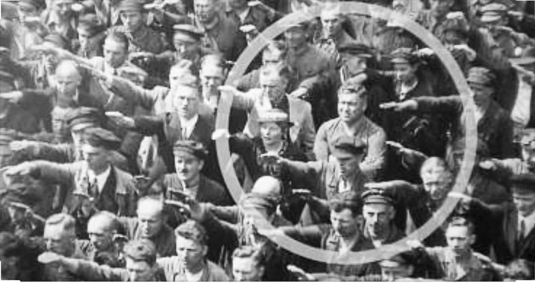 レイ・アレンのインスタグラム：「This picture was taken in Hamburg Germany during the era of the Third Reich. All of these men were under the spell of the nazi regime. All of them but one man and that man’s name was August Landmesser. August had been a member of the Nazi party for a few years before this picture was taken. As time went by he did not agree with the terror and bedlam that the nazis were imposing on the Jewish people.  He was an aryan man in love with a Jewish woman but their relationship was forbidden! For posterity’s sake I hope that we can all agree that hitler and the nazi regime committed unspeakable atrocities and anyone who celebrates them today are on the wrong side of history.  Now in 2020 you can clearly see that August was on the right side of history, as every man around him was not!  It is not easy to stand against your friends and family when you know they are wrong, but we must deal with the fear and the pushback in order to speak against that which we believe to be inhumane, cruel or unjust actions against anybody, regardless of their skin color, ethnicity, religion or what country they are from. What would you have done if that was you standing there in August’s shoes back in the 1930s? For most of you, what you’re doing now is what you would’ve done then. Be on the right side of history. #themaninthecrowd #caste」