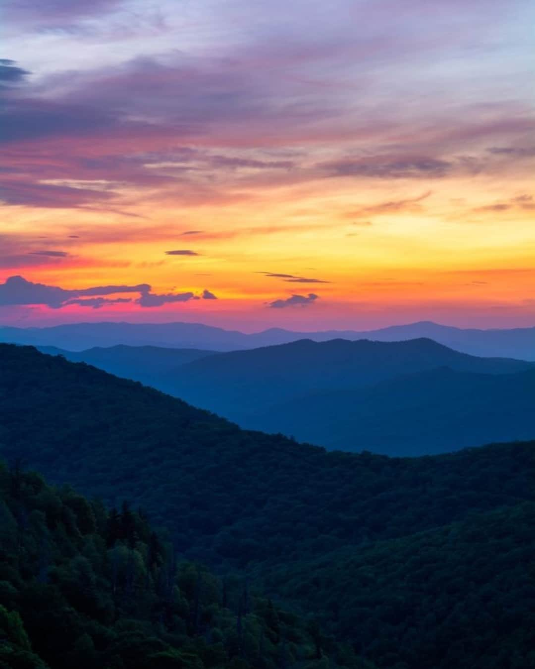 アメリカ内務省さんのインスタグラム写真 - (アメリカ内務省Instagram)「Why are the Blue Ridge Mountains blue? The trees growing along the ridgelines produce high levels of a compound call isoprene. The isoprene hovers around the thickly forested mountains like a haze and scatters the different wavelengths of light and the short, small waves of #blue dominate our receptors. Of course, the best place to see the effect is while resting or traveling along the Blue Ridge Parkway in #NorthCarolina and #Virginia. With amazing views, hiking trails, waterfalls and wildlife, the #mountains might be blue, but you won't feel that way. Photo @blueridgenps courtesy of Joshua T. Moore. #ICYMI We're looking back on the favorite posts of 2020 and this one blue us all away.  #Top10of2020 #usinterior」12月31日 10時05分 - usinterior