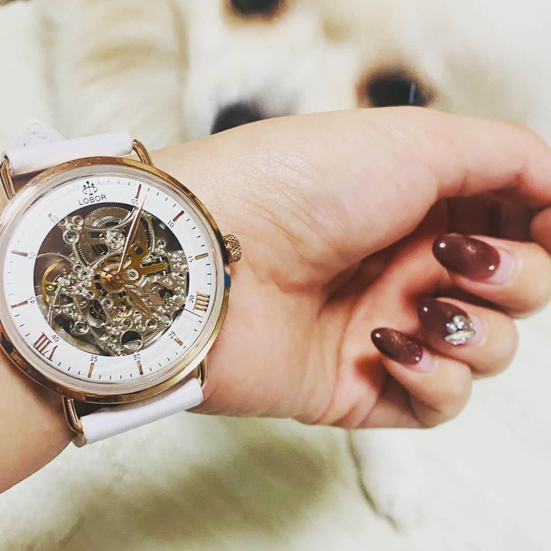 太陽チャンネルのインスタグラム：「LOBOR @loborjapan  様から 素敵なプレゼントをいただきました🎁✨ もともと時計はアクセ感覚でつけたい人なので、 存在感ばっちりの大きめスケルトン文字盤がドンピシャ😍💕 手も華奢に見える気が👩‍❤️‍👩✨  クーポンコード【taiyokk94】で 10％オフになるそうです🥺💕  もう携帯で時間確認するのやめよう😚  #ロバー #時計 #PR #腕時計 #lobor」