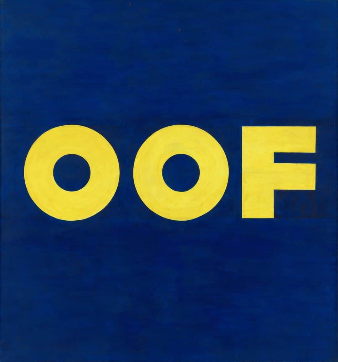 ニューヨーク近代美術館のインスタグラム：「Goodbye 2020.  Welcome 2021 with us—the Museum is open today and on New Year's Day with regular hours.  #EdRuscha, OOF, 1962. © 2020 Edward Ruscha #Goodbye2020 #Hello2021 #OOF」