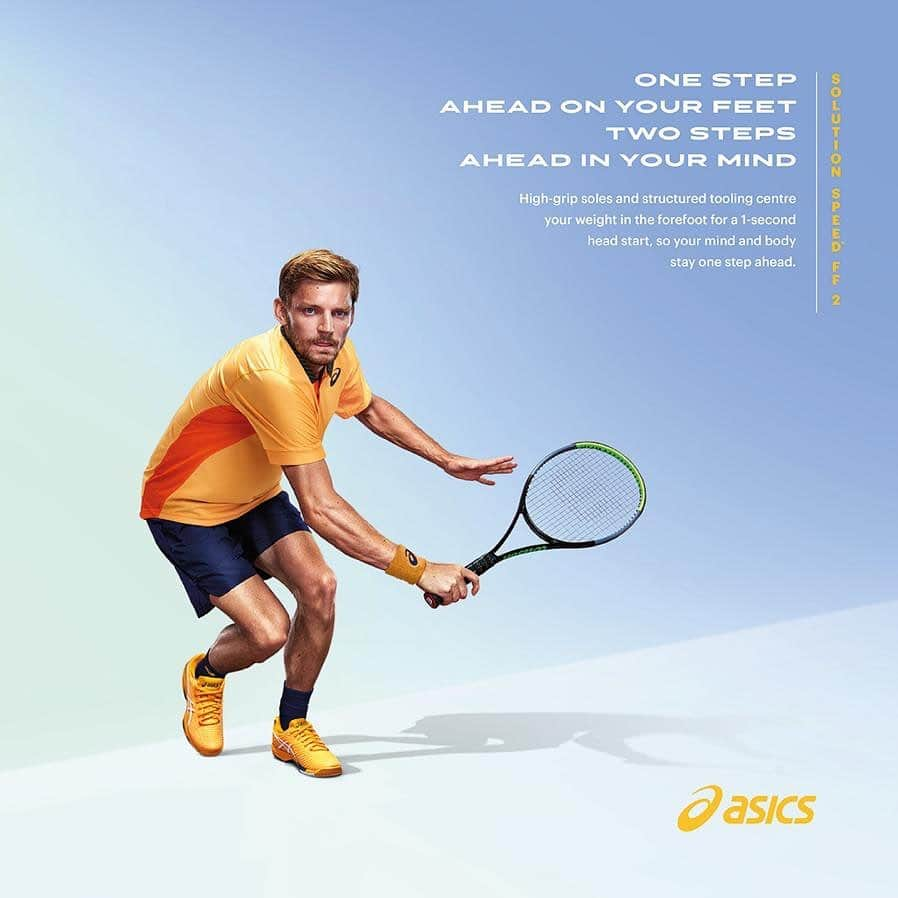 ダビド・ゴフィンのインスタグラム：「I'm ready to play faster in the SOLUTION SPEED FF 2! 💨 What do you think of my new footwear for 2021? 🤩  👉🏻 Follow @asicstennis for the best in tennis footwear and apparel. #ASICSTennis」