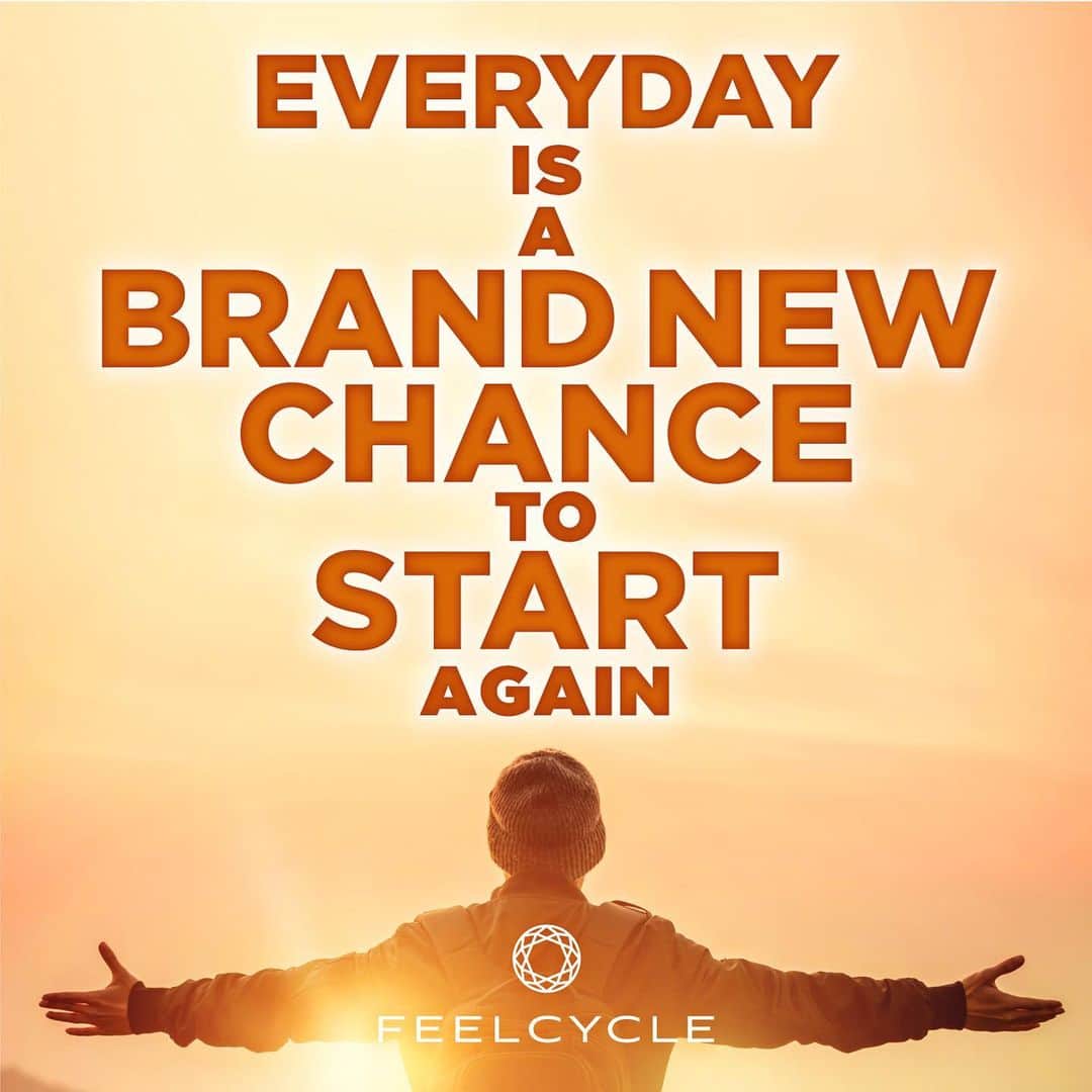 FEELCYCLE (フィールサイクル) さんのインスタグラム写真 - (FEELCYCLE (フィールサイクル) Instagram)「. Everyday is a brand new chance to start again. . 毎日が、また新たなるスタートのチャンスだ。 . #45分で約800kcal消費 #滝汗 #ダイエット #デトックス #美肌 #美脚 #腹筋 #ストレス解消 #リラックス #集中 #マインドフルネス #feelcycle #フィールサイクル #feel #cycle #morebrilliant #itsstyle #notfitness #暗闇フィットネス #バイクエクササイズ #フィットネス #ジム #音楽とひとつになる #格言 #名言 #人生 #輝く #ポジティブ #youngpines」1月1日 0時59分 - feelcycle_official