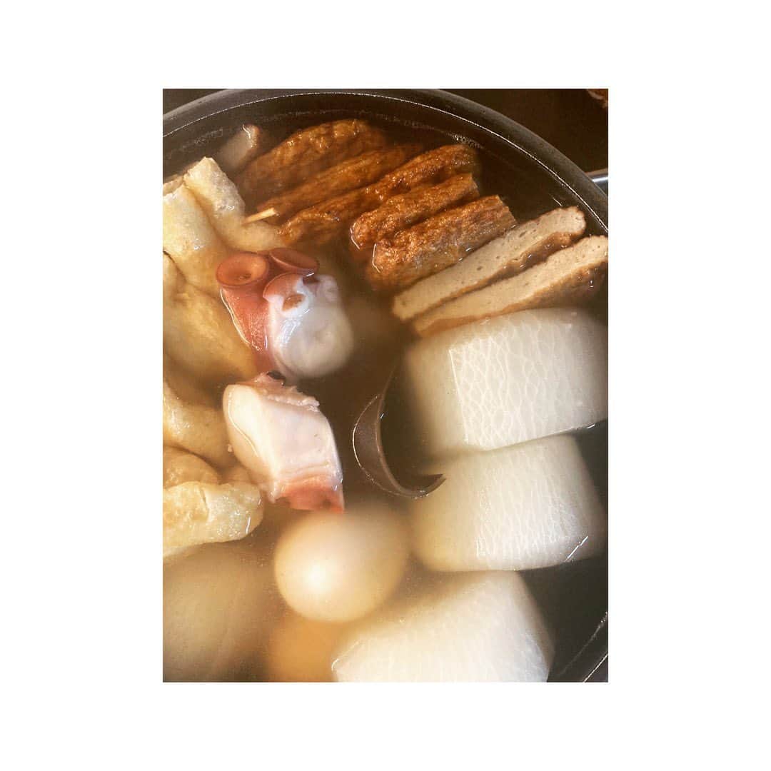 journaleatripのインスタグラム：「oden  1日のみ勝負。 家で陽の明るいうから 大掃除してお節の準備.. 同時進行上手くゆかない。。 明日より今晩の食べ物でしょ、のタイミングで宝の箱が届く。歓喜。おでんにさつま揚げ、鴨も焼いちゃおう。福袋的に茶巾も。  ごりさん 猛烈忙しいだろうに御心遣いがしみます。感謝。 お節…。  #昨日の会話から#透明出汁おでん」
