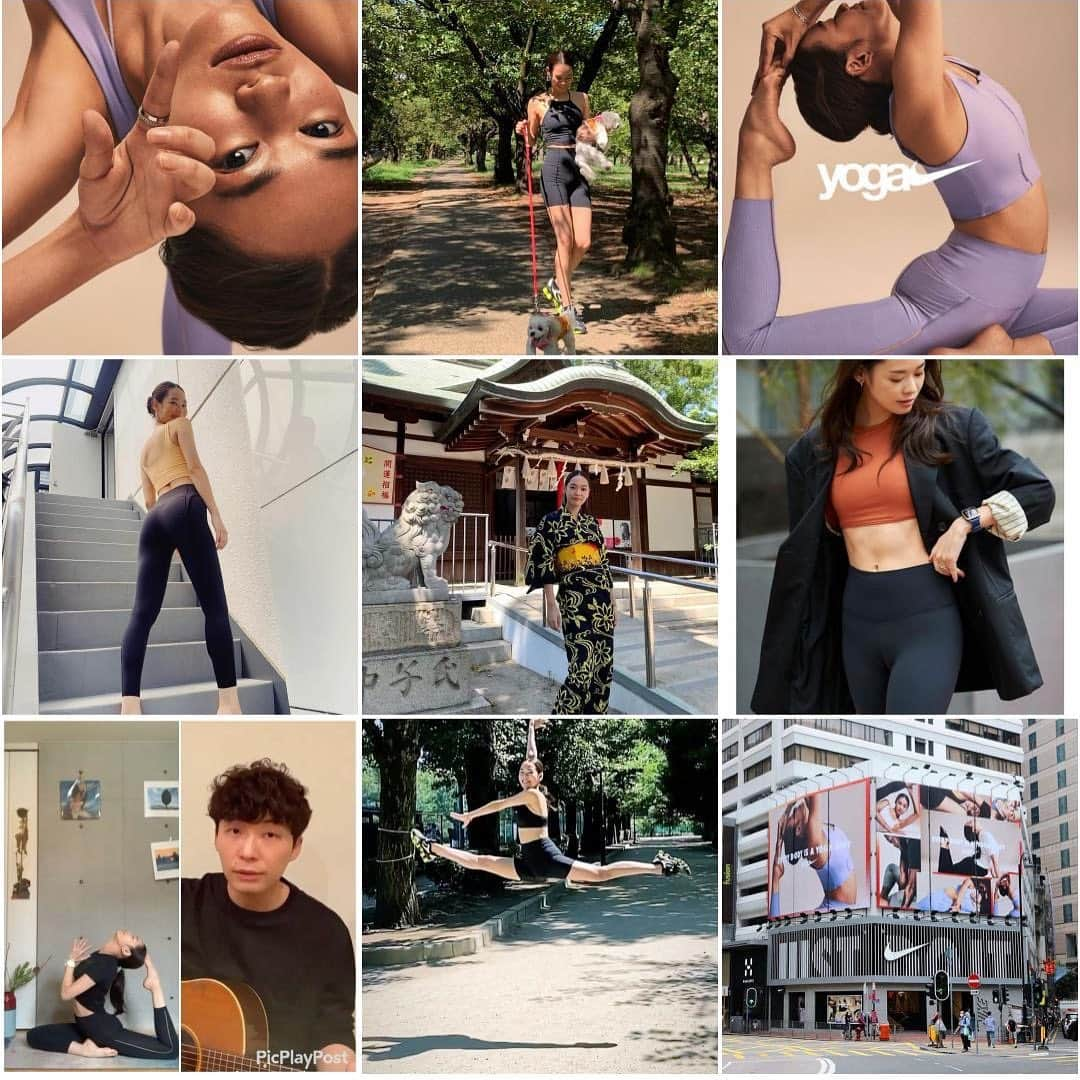 池田莉子さんのインスタグラム写真 - (池田莉子Instagram)「今年も #topnine2020  うちで踊ろうに合わせてヨガをしたのも懐かしいな🧘🏻‍♀️ 左からいいねの多い順番なのですが、 私自身も一番好きなNIKEの写真が一位になっていて🥇 嬉しくなっちゃた。  今年は、いろんな事に気づかせてもらえた一年でした。 ヨガイベントも全く出来ず悲しくてへこんだ事もあった けど、その中でもみんなとインスタライブでヨガをして 繋がることが出来、改めて人の温かさを感じられた 年になりました🤎 そしてNIKEのモデルになる夢が叶った年😭😭✨  LAへ行ってドキドキしながら撮影をしたのは、 もうすぐで一年前になるんだなぁ〜〜 いつもいつも応援して下さる方や支えてくれる方が 沢山いるから今があります。感謝ですっ☺️  これからも、だれも置いていかないヨガレッスンや、 沢山のハッピーと健康を届けていくぞ〜〜！！！！  会えなかったけど、沢山コメントやメッセージで 支えて下さった皆さまも今年一年本当に有難う 御座いました。良いお年をお過ごし下さいませ🥰😘  #bestnine2020 #2020 #nike #大晦日 #令和二年 #ナイキ #うちで踊ろう」12月31日 21時06分 - ricoikeda