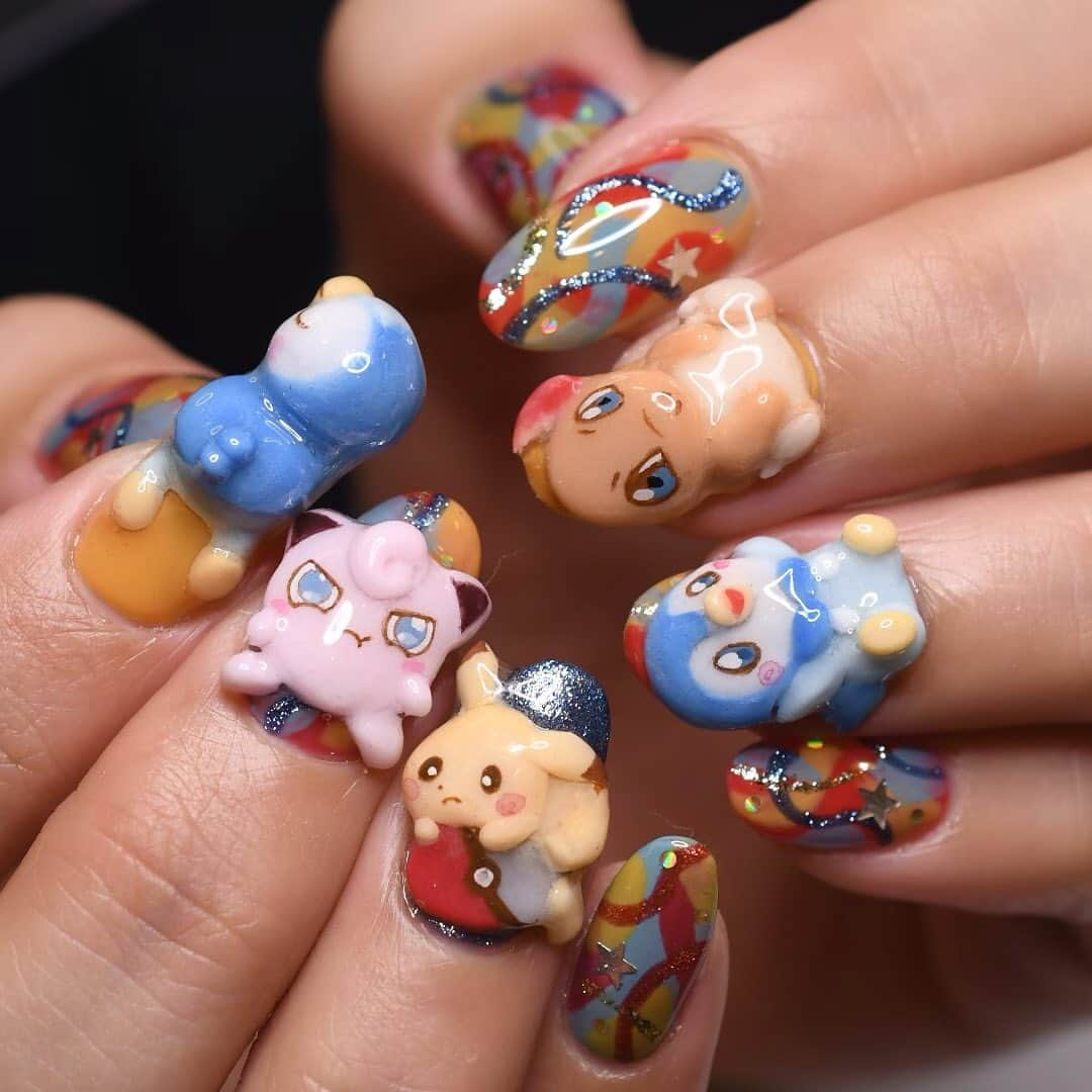 Yuka Maeda ::manicurelistさんのインスタグラム写真 - (Yuka Maeda ::manicurelistInstagram)「キャラクターネイル🤍🤍 かわいいポケモン達を3Dで🥺 はーーーん！もうすぐ2020がおわる🥺  . Salon data▼ ＝＝＝＝＝＝＝＝＝＝＝＝＝＝＝＝＝＝＝＝ . CADENAS -nail eyelash salon- ●Nail artist  @yuka.maeda  @yuki_cadenas ●eyelash　@cadenaseyelash  ゲストに愛と感動を…♡ . 【 LINE ＠cadenas 】 ご予約/お問い合わせはLINEよりお気軽に🤲 ▶︎▶︎#cadenasnail デザインアップしてます♡  price…★⭐︎Instagram特別キャンペーン中⭐︎★ . 「インスタ見たよ👀」と LINEからご予約で特別プライス7500円！！ . ※ご新規様限定 ※キャラクターや特殊なエレメント等のみ 別途料金いただく場合ございます🙇🏻‍♀️ . . price…初回8000円（オフ込み） access…大阪市北区堂山町16-1  中崎町駅  徒歩5分 /  梅田駅  徒歩6分 . tel… 06-4792-8617 ＝＝＝＝＝＝＝＝＝＝＝＝＝＝＝＝＝＝＝＝ . . .  #中崎町ネイルサロン #梅田ネイルサロン #大阪ネイルサロン #関西ネイルサロン #インスタネイル #instanails #instanail #トレンドネイル #ネイルサンプル #ピカチュウ  #ネイルブック #3dキャラクターネイル #ネイルチェンジ #今月のネイル #キャラネイル #ポッチャマ #オトナネイル  #ネイル大好き #カラーネイル #ネイル部 #モンスターボール #ぽけもん  #ポッチャマネイル #ヒトカゲネイル  #ピカチュウネイル #プリンネイル #ポケモンネイル  #ナノソルcc  #ナノソル販売店大阪」12月31日 21時13分 - yuka.maeda