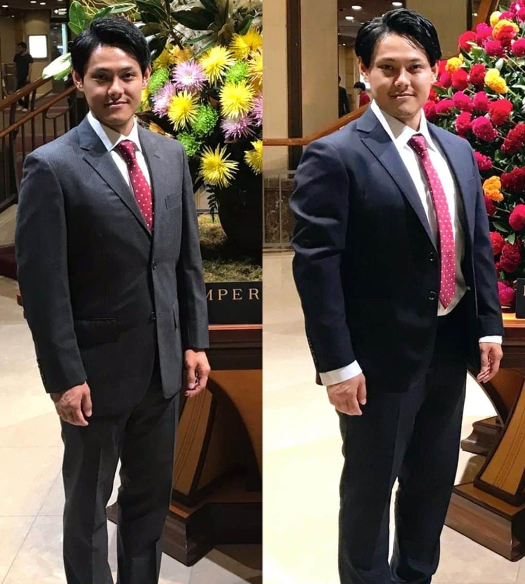 三木秀甫のインスタグラム：「さらばい2020！🐭🧀 . 日頃より応援してくださっている皆様、 サポートしてくださる皆様、 今年も大変お世話になりました🙇‍♂️ . 沢山動いて沢山食べて、25kg増量した1年でした🏋️🍖🔥‼️‼️ 来年も宜しくお願いします😊 . 新たな一年も皆様が笑顔で健康に過ごせますように🙏 良いお年をお迎えください🐮🎍🤲㊗️  #さらばい #感謝  #2020  #増量 #パンプアップ #beforeandafter  #サモハンキンポー #2021 #笑顔溢れる1年になりますように    #seeya」