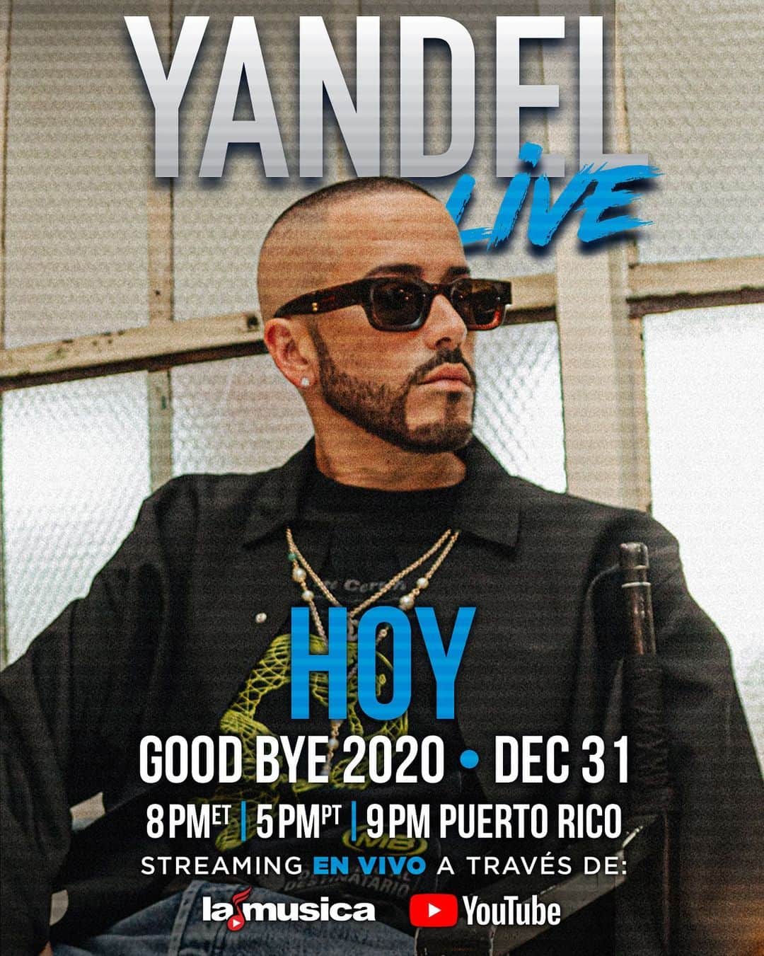 ヤンデルのインスタグラム：「🚨 H O Y 🚨  #goodbye2020 completamente gratis por #LaMusicaApp y mi canal de @Youtube los espero!  @lamusica @yentertainmentmusic」