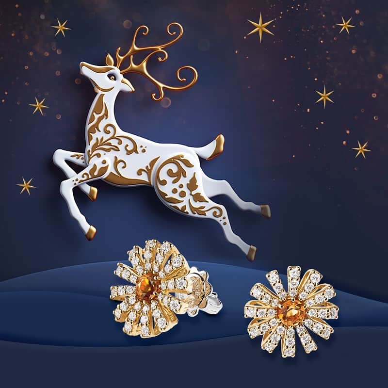 ダミアーニのインスタグラム：「Your wishes have been heard! Celebrate New Year’s Eve with a pair of wondrous #DamianiMargherita earrings!  #Damiani」