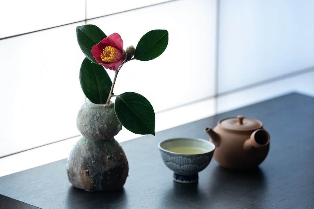 のインスタグラム：「Happy New Year!  #2021 #謹賀新年 #丑年 #一保堂茶舗 #一保堂 #日本茶 #煎茶 #京都 #花 #椿 #萬古焼急須 #ippodotea #ippodo #happynewyear #kyoto #japanesetea #greentea #sencha #tsubaki」