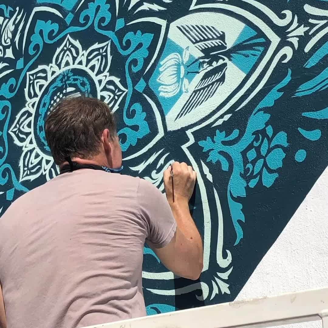 Shepard Faireyのインスタグラム：「2020 was challenging and unpredictable, but I was able to slow down and focus on art, which is my therapy, and so for that, I am very grateful. This year, I had the opportunity to work on several projects and collaborate with many incredible artists, companies, publications, and organizations. Thank you to each collaborator, partner, my OBEY GIANT team for all of their help and hard work, my family, and everyone who has supported my practice, purchased a painting, stuck up a sticker or used this time to figure out how to make stencils of their own. I’m looking forward to 2021, and I wish everyone safety, good health, and prosperity as we enter the New Year! -Shepard」