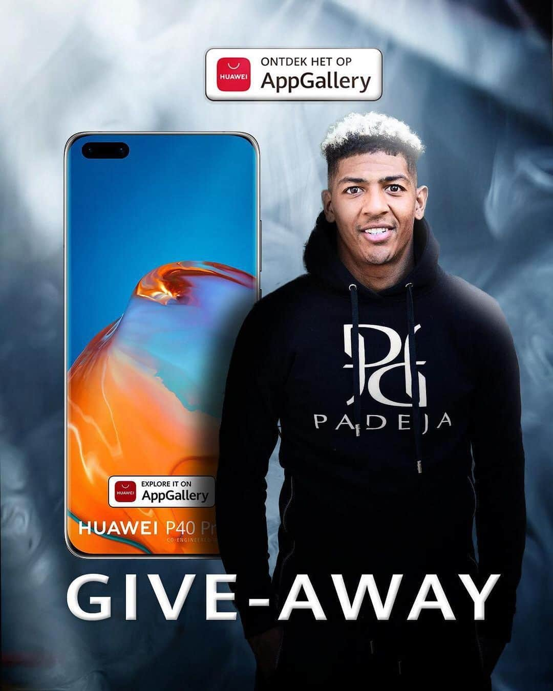 パトリック・ファン・アーンホルトのインスタグラム：「🚨 GIVE-AWAY! 🚨  🎁 WIN een Huawei P40 Pro, aangeboden door @huaweimobilenl! 📱 #AppGallery #HuaweiP40Pro  Dit moet je doen: • Volg @huaweimobilenl • Tag 2️⃣ vrienden  De winnaar wordt 7 januari bekendgemaakt.  Succes! 🙏」