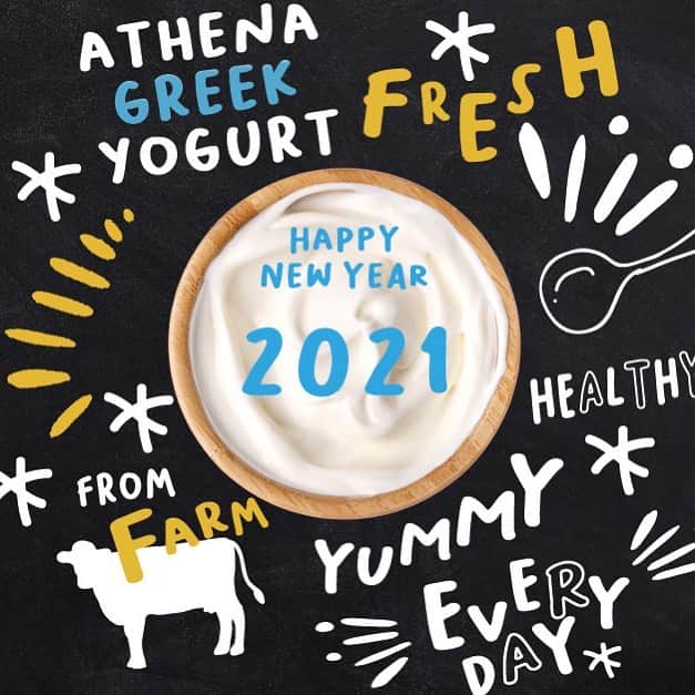 athena_greek_yogurtのインスタグラム：「Happy New Year 2021🐮🎉  あけましておめでとうございます㊗️  今年もどうぞ宜しくお願いします🥛🥣  #あけましておめでとうございます  #アテナギリシャヨーグルト  #今年もよろしくお願いします」