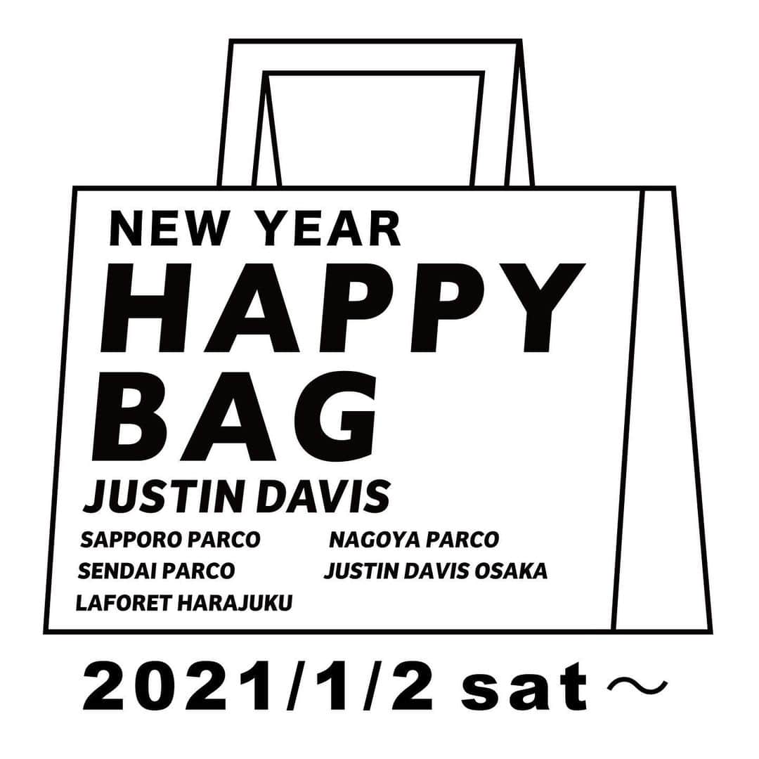 ジャスティンデイビスのインスタグラム：「2021 NEW YEAR HAPPY BAG !!  JUSTIN DAVISでは2021年1月2日(土)〜数量限定のハッピーバッグを販売いたします。  シルバージュエリー 、レザーアイテム、ウェアなどが数点入ったお得な福袋！  税別3万円・5万円・10万円から選べる福袋になっております。  ①¥30,000袋 ②¥50,000袋 ③¥100,000袋 ※各数量限定  ▼詳しくはハッピーバッグ販売店舗までお問合せください。  ラフォーレ原宿店 @justindavis_harajuku  大阪店 @justindavis_osaka  名古屋パルコ店 @justindavis_nagoya  札幌パルコ店 @justindavis_sapporo  仙台パルコ店 @justindavis_sendai   ※上記の５店舗限定になります。  #justindavis  #ジャスティンデイビス #happybag  #福袋」