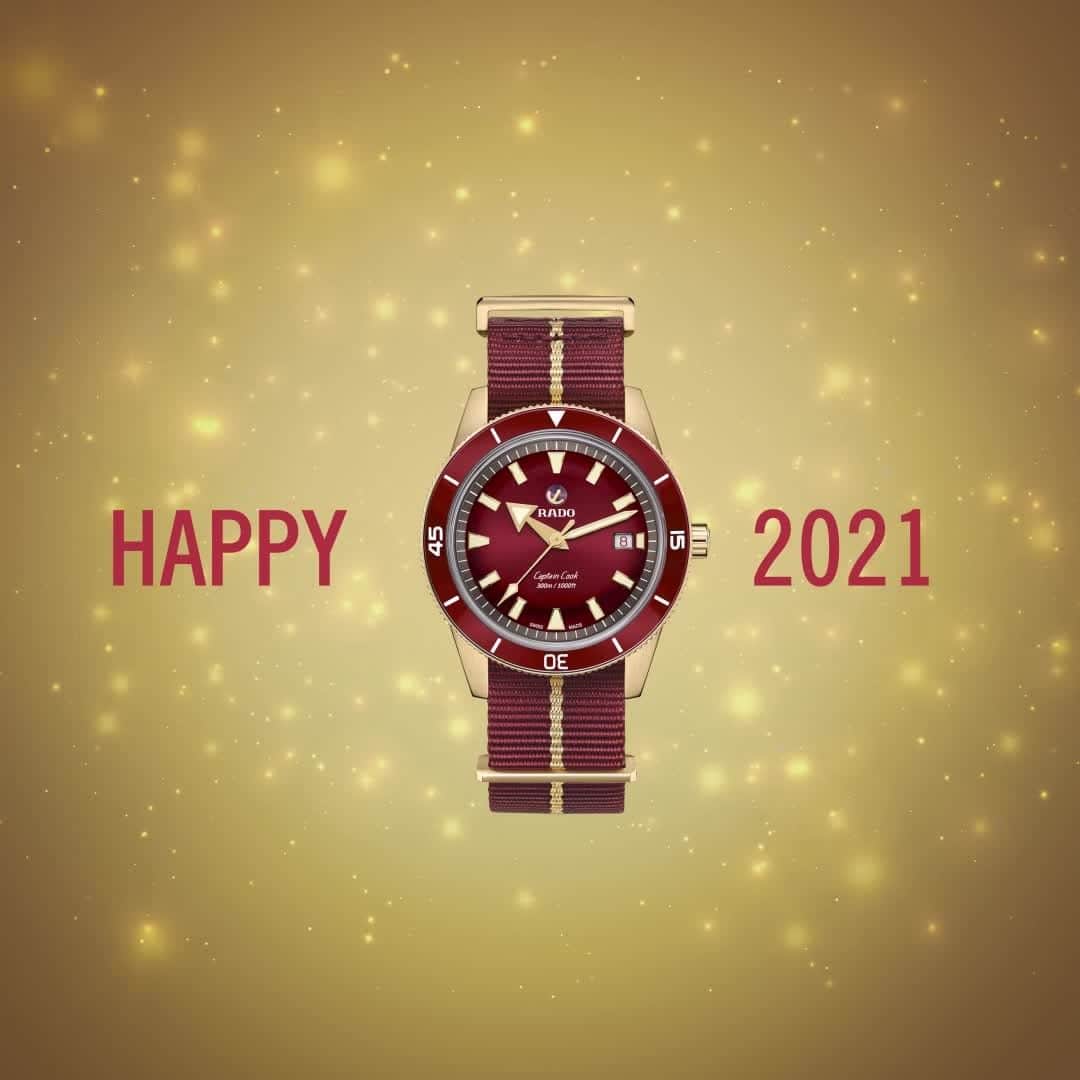 ラドーのインスタグラム：「Wishing everyone a very Happy New Year and a wonderful start to 2021! #RadoCaptainCook #Feelit」