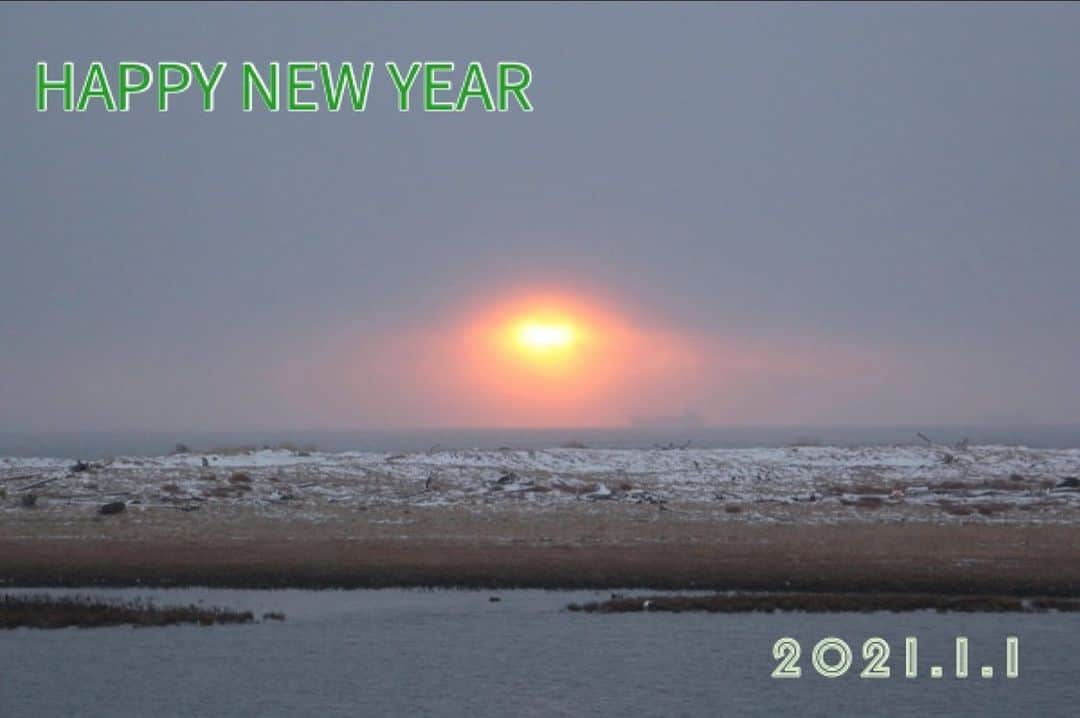 大宮里美のインスタグラム：「あけましておめでとうございます🌅 今年は完璧曇りで、雪までチラつくと言う…💦一瞬雲が薄くなって若干見えただけラッキーということで😅  今年はどんな年になるのかなぁ。 今年もよろしくお願いします🙇‍♀️ #welcome2021」