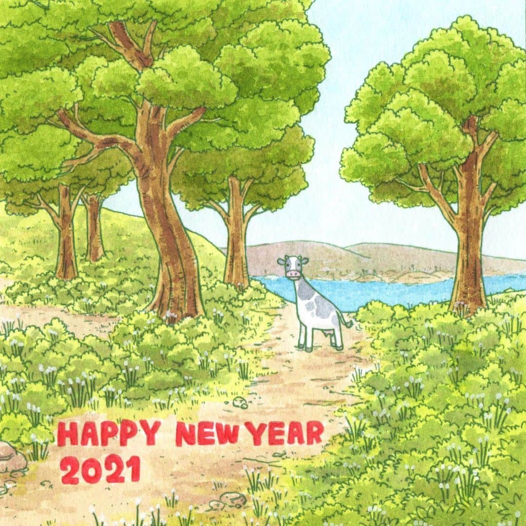 徳田有希のインスタグラム：「あけましておめでとうございます！今年もよろしくお願いします！ 新年早々仕事の締め切りに追われております！終わったらたくさん絵描きます！🐄」