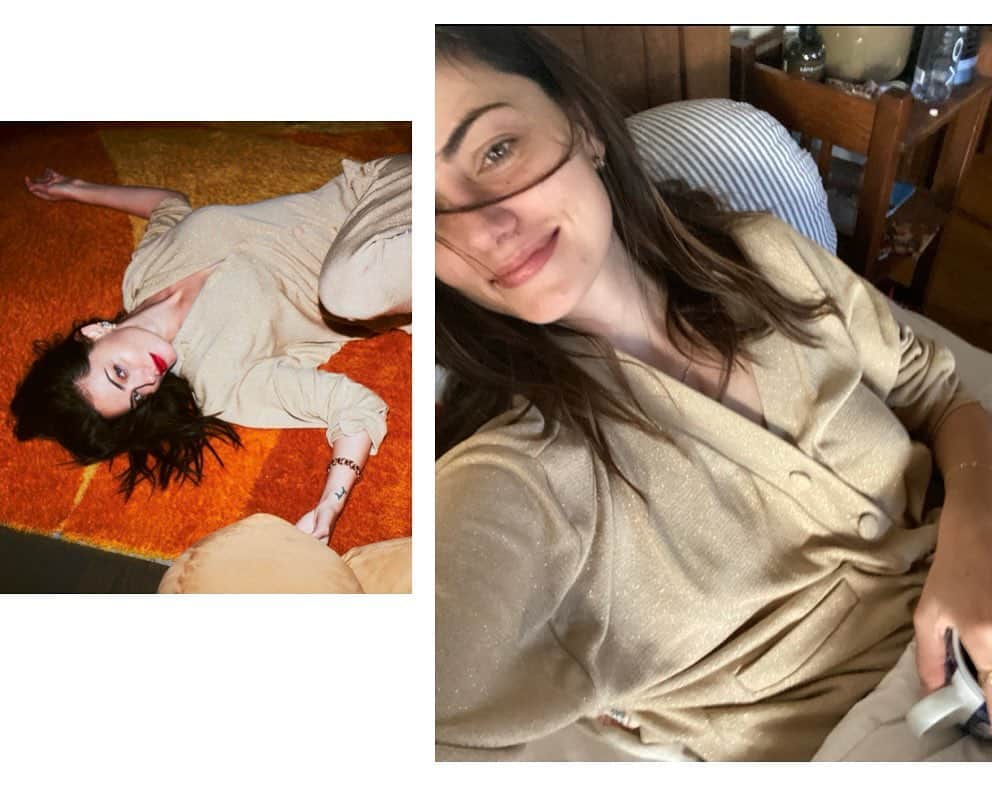 フィービー・トンキンのインスタグラム：「IG vs reality. NYE in @shoplesjour  Unbelievably grateful for all the LESJOUR! love and support I have felt from you all this year. The reality is that I made these clothes for all of us to feel cozy and chic af, and most importantly for us to weather this crazy year as comfortably as possible. ❣️ stay safe. x Phoebe」