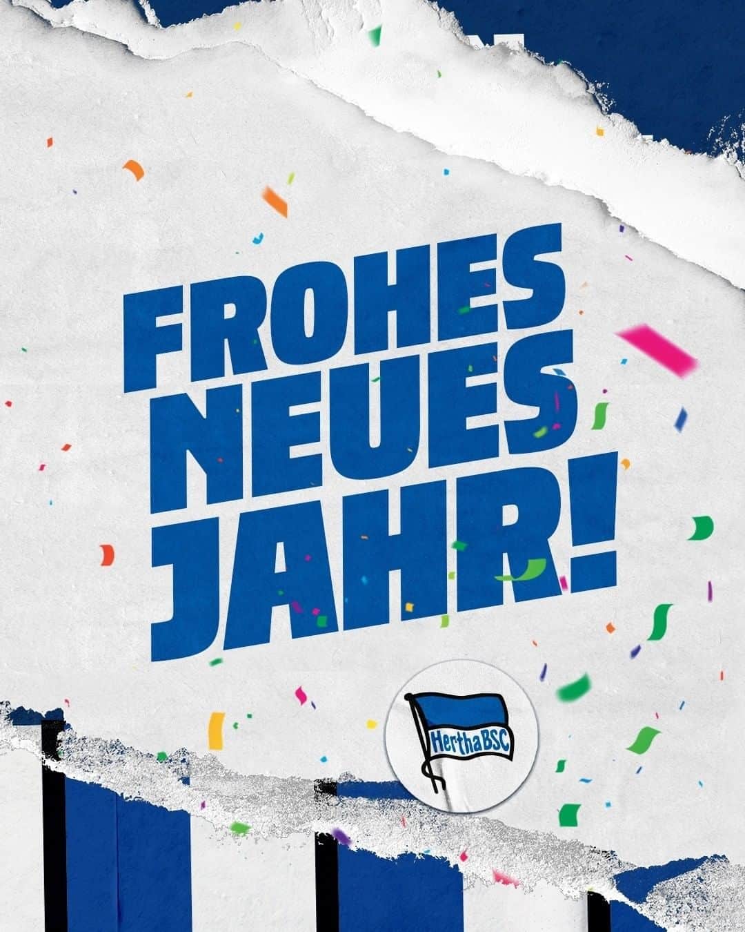 ヘルタ・ベルリンのインスタグラム：「Auf ein Neues! ✊💙 Frohes neues Jahr, Herthanerinnen und Herthaner! 🥳 . . #happynewyear #HaHoHe #herthabsc」