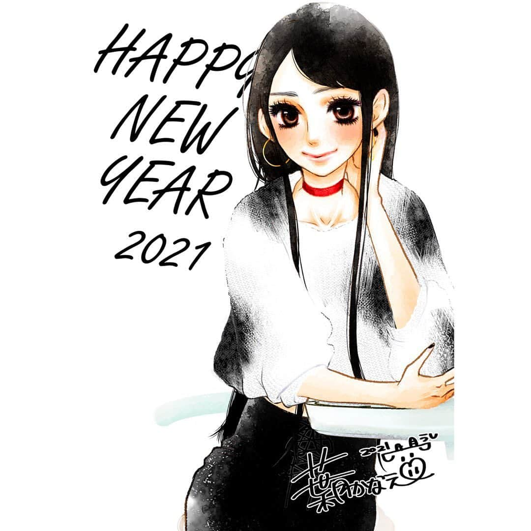 葉月かなえのインスタグラム：「今年もどうぞ宜しくお願いします。 m(_ _)m  Happy New Year!! I wish you all a happy year.  Don't lose to COVID19!  #2021 #年賀状 #丑年 #葉月かなえ #kanaehazuki」