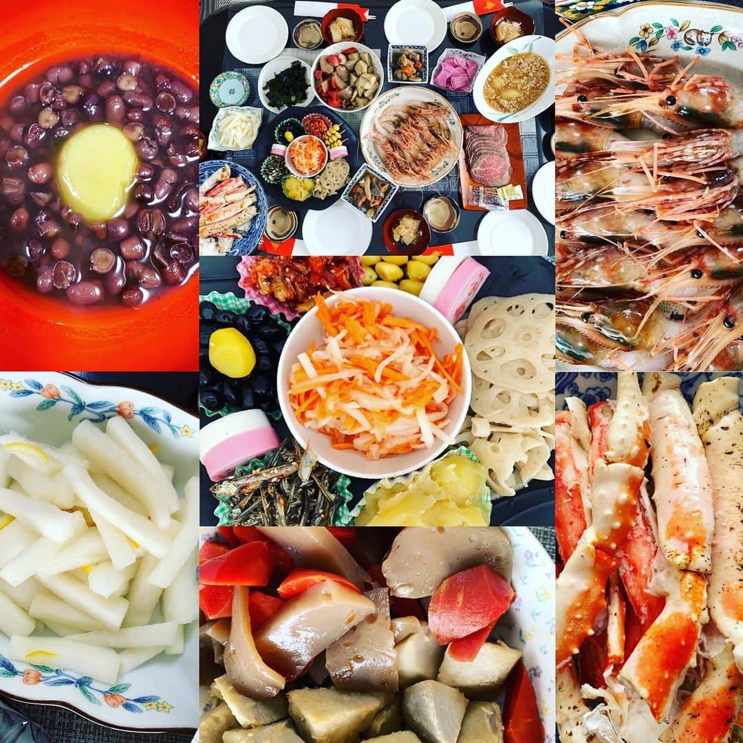 玉城ちはるのインスタグラム：「今年は、色々お料理に挑戦してみました^_^🌸 あとは北海道に単身赴任の主人が買ってきてくれた海の幸が美味しすぎて 食べ過ぎて ひたすら何時間も食べ続けました笑笑  食べられないです笑笑」