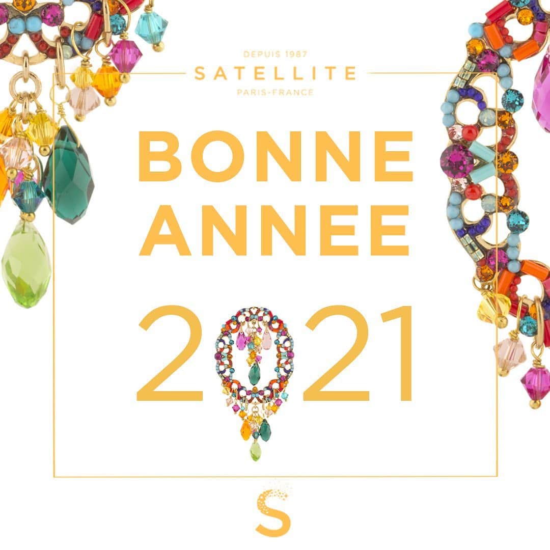のインスタグラム：「✶ HAPPY 2021 ! Nous vous présentons tous nos vœux de bonheur, que cette nouvelle année vous soit douce et colorée ! . #satelliteparis #happynewyear #bienvenueailleurssatellite #boutiquessatellite #jewelry #bijouxethniques」