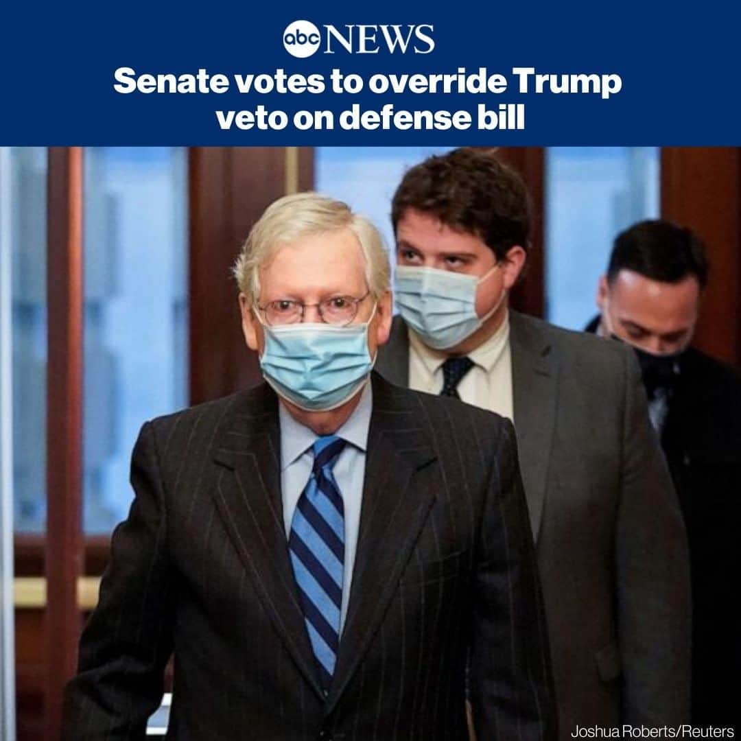ABC Newsさんのインスタグラム写真 - (ABC NewsInstagram)「BREAKING: The Senate votes to override Pres. Trump's veto on the defense spending bill in a rare New Year's Day session. The rebuke by members of Trump's own party represents the first time in his term that a veto has been overturned. See more at LINK IN BIO. #senate」1月2日 4時54分 - abcnews