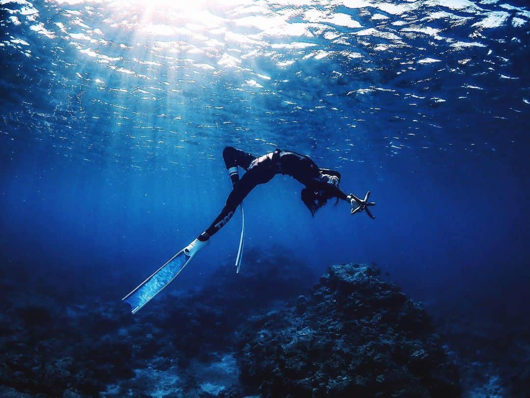 LuCyCoのインスタグラム：「🌈2021  【Seize the fortune by the forelock】  幸運の前髪をつかめ！🧜🏻‍♀️✨ だよ  ○チャンスに気づく直感力 ○チャンスをつかみとる決断力 ○ 一度つかんだら離さない腕力と能力  ちなみにわたしがつかんでるのは ヒトデ⭐️ですw  今年の目標は  ・フリーダイビングAIDA2を取得する ・阿嘉島リトリートを開催 ・コントーショントレーニングの継続をして使える身体を基盤にする ・好き　を基準に。 ・自分の常識をこえる ・リラックスする  みんなの目標は なんですか？？  なんだか不安なのです。実は。自分でコントロールできないものがあるのを知ってるから。でもすべては宇宙の流れにのっていて、なにも間違いではない、正しい道だともわかっている。  でも、不安だよ！正直。  自分ひとりでは、なかなか難しいことがたくさんあるから。 いつだって、気づかないうちにまわりの人に支えられてる。  いつかもっと強い人間になって、わたしが支えれるくらいになる  けどまだまだ未熟者なので、 それまでみなさま いろいろ教えてください🙏🏻  今年も1年 どうぞよろしくお願いします💜  #underwaterphotography #underwater #underwaterworld #underwaterphoto #divermag #skindiving #love #sea #great_myshotz #greatview #慶良間　#慶良間ブルー #スキンダイビング #海好きと繋がりたい #海仲間募集中 #素潜り女子 #beach_girl #mermaid_art1 #マーメイドアート #freediving #慶良間スキンダイビング#leaderfins」