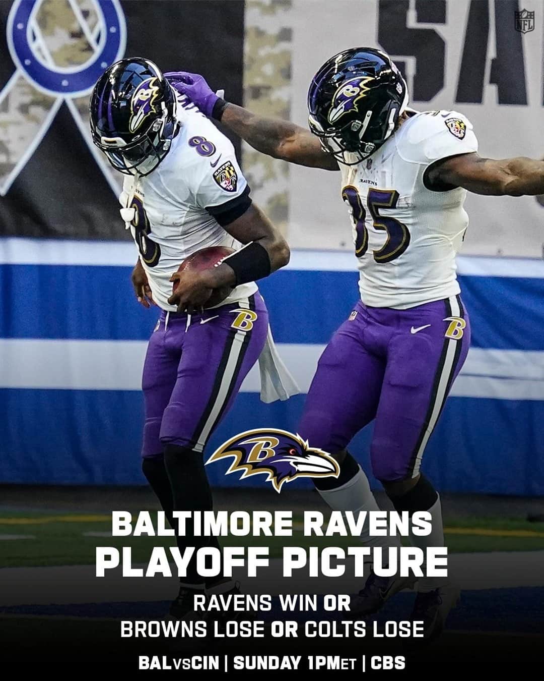 NFLさんのインスタグラム写真 - (NFLInstagram)「Will the @ravens make it to #SuperWildCard Weekend?⁣ ⁣ 📺: #BALvsCIN -- Sunday 1pm ET on CBS⁣ 📱: NFL app // Yahoo Sports app」1月1日 22時30分 - nfl