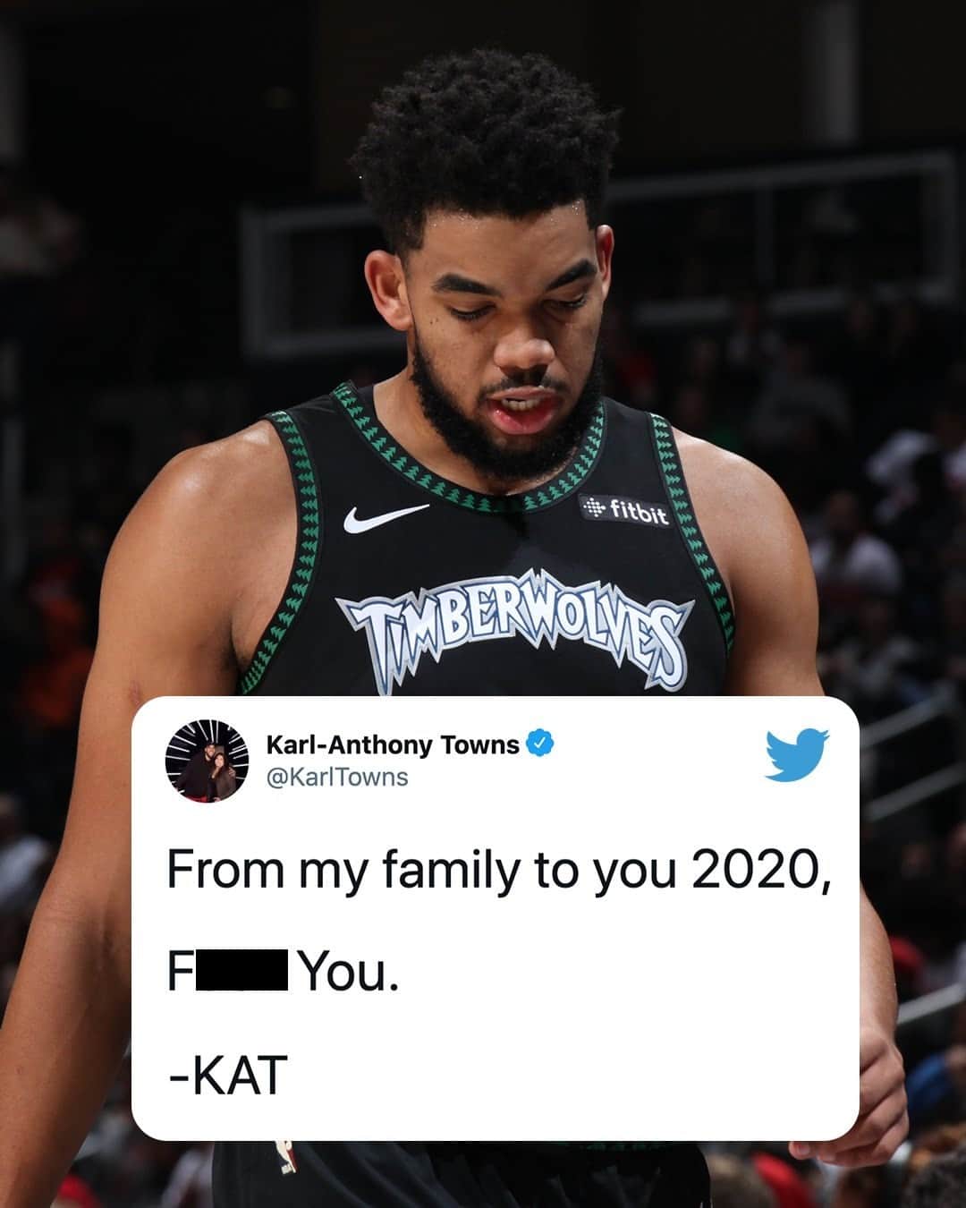 espnさんのインスタグラム写真 - (espnInstagram)「Karl-Anthony Towns, who lost his mother and six other family members due to complications from the coronavirus in 2020, shared this message on the new year.」1月2日 0時13分 - espn