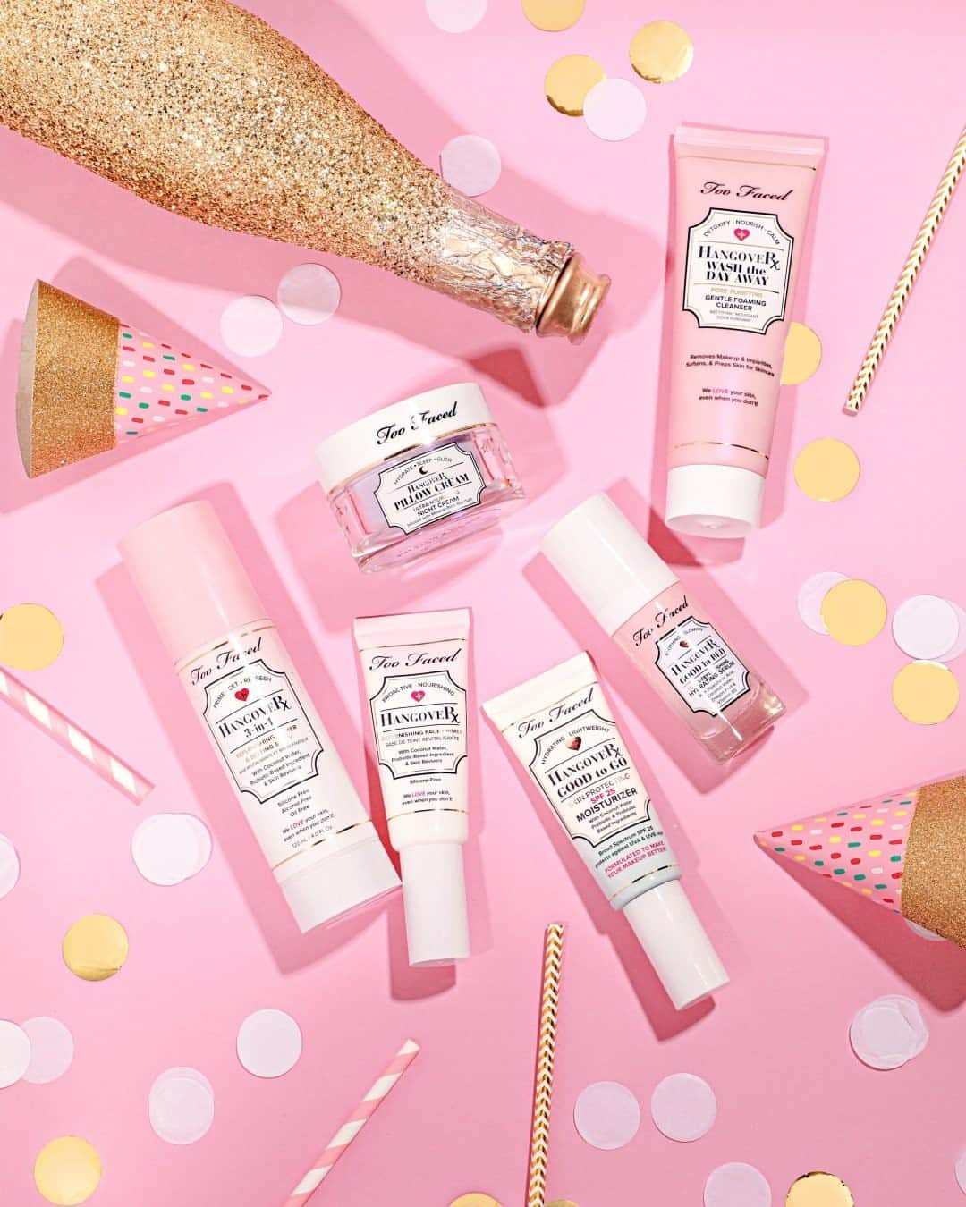 Too Facedのインスタグラム：「Cheers to a New Year Gorgeous!! Cure your beauty hangover on #nationalhangoverday with our Hangover Skincare! 💕 #tfhangover #toofaced」