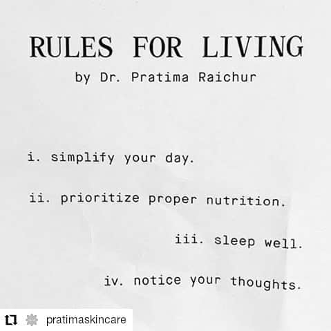 ガソリングラマーさんのインスタグラム写真 - (ガソリングラマーInstagram)「#Repost @pratimaskincare • • • • • • The always relevant Rules for Living by Dr. Pratima Raichur.⁠ ⁠ #AyurvedaLove⁠ ⁠」1月2日 2時39分 - gasolineglamour