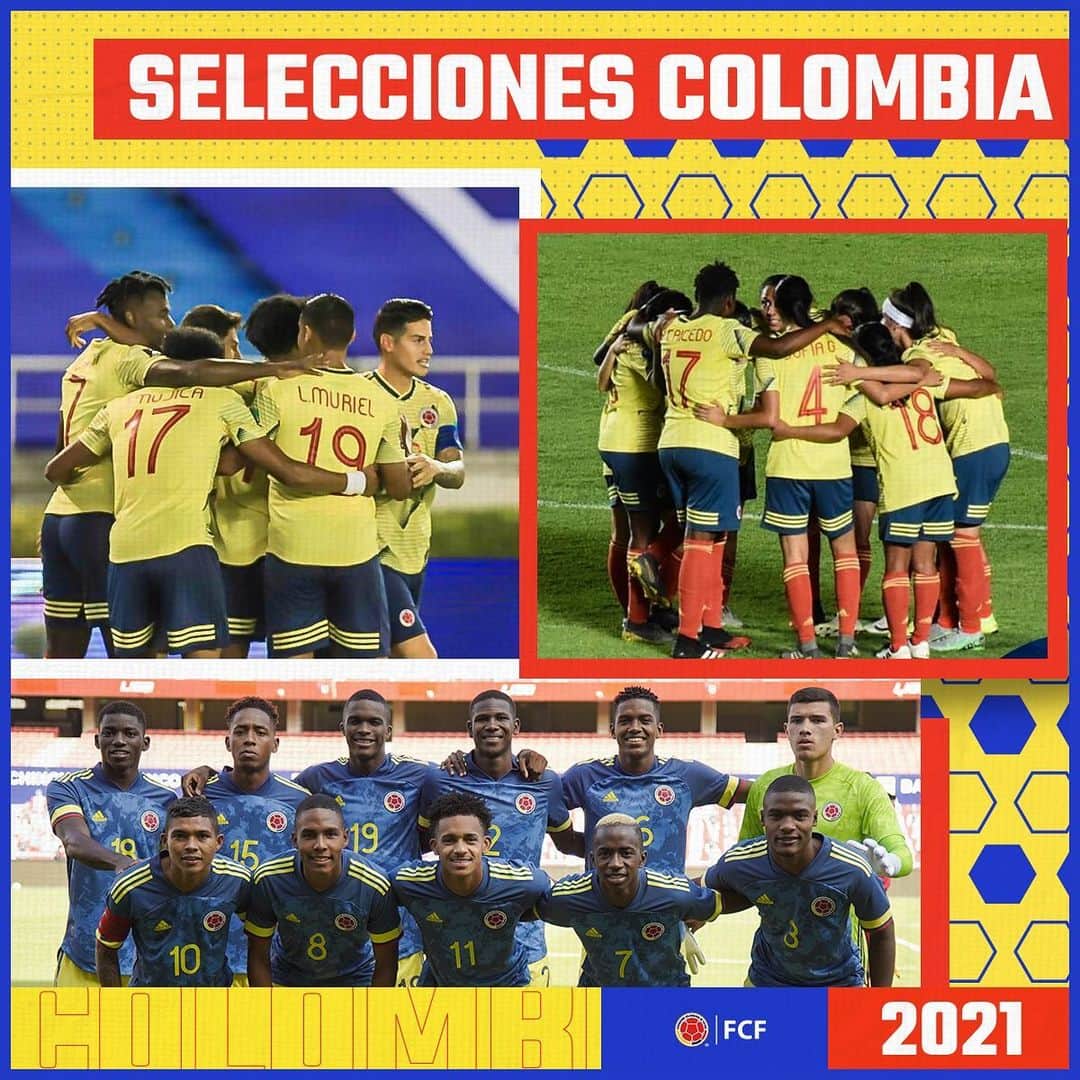 サッカー コロンビア代表チームのインスタグラム：「Nuestras Selecciones Colombia 🇨🇴 ya están listas para este 2⃣0⃣2⃣1⃣, un gran año en donde representaremos a nuestra camiseta con todo el orgullo de ser colombianos 💛💛💙❤️  #VamosColombia」