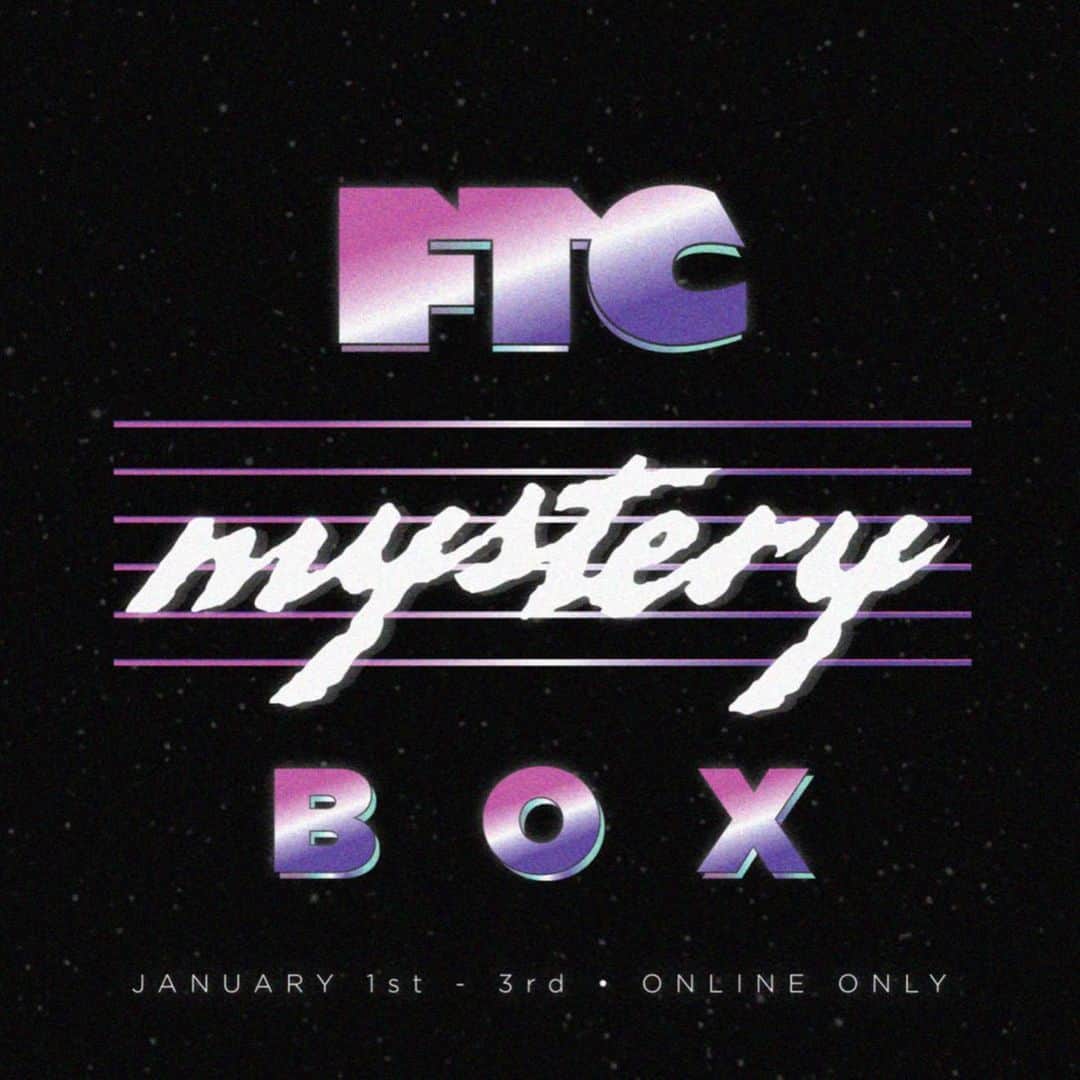 エフティーシーのインスタグラム：「📦 FTC MYSTERY BOX 📦 A New Years Special live today 10AM Jan 1st—3rd. ONLINE PROMO ONLY ‼️ 2 Mystery Shop Tees + 2 Mystery Shop Hats ‼️$114 value for $49  Select Item by Tee Shirt Size and Specify in the Side Note What Style Hat(s) You'd Prefer. If You Want Us to Chose For You, Leave Side Note Empty! (5 Panel Cap, 6 Panel Cap, 5 Panel Box Hat) 🌉」