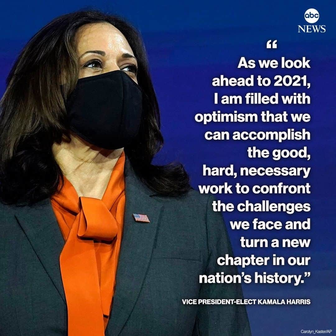 ABC Newsさんのインスタグラム写真 - (ABC NewsInstagram)「"As we look ahead to 2021, I am filled with optimism that we can accomplish the good, hard, necessary work to confront the challenges we face and turn a new chapter in our nation’s history," Vice President-elect Kamala Harris writes in a tweet. #kamalaharris #newyear」1月2日 5時30分 - abcnews