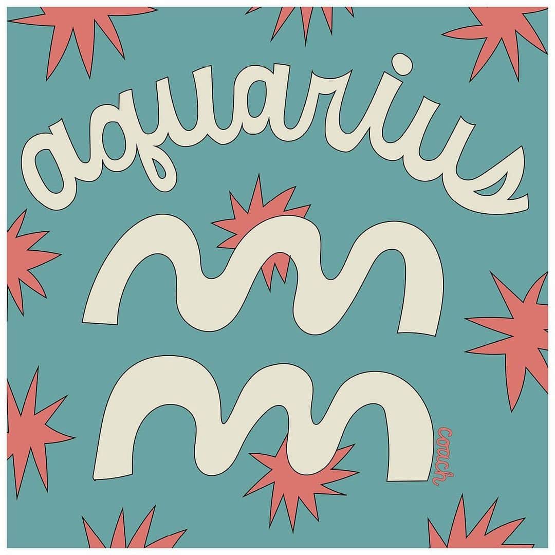 のインスタグラム：「Time for a little self-reflection, Aquarius. Set new year’s resolutions—and keep them too. Swipe right for more.  Haven’t seen your sign yet? Find your full horoscope via the link in bio.   🎨: @hanminncheese  #CoachNY」