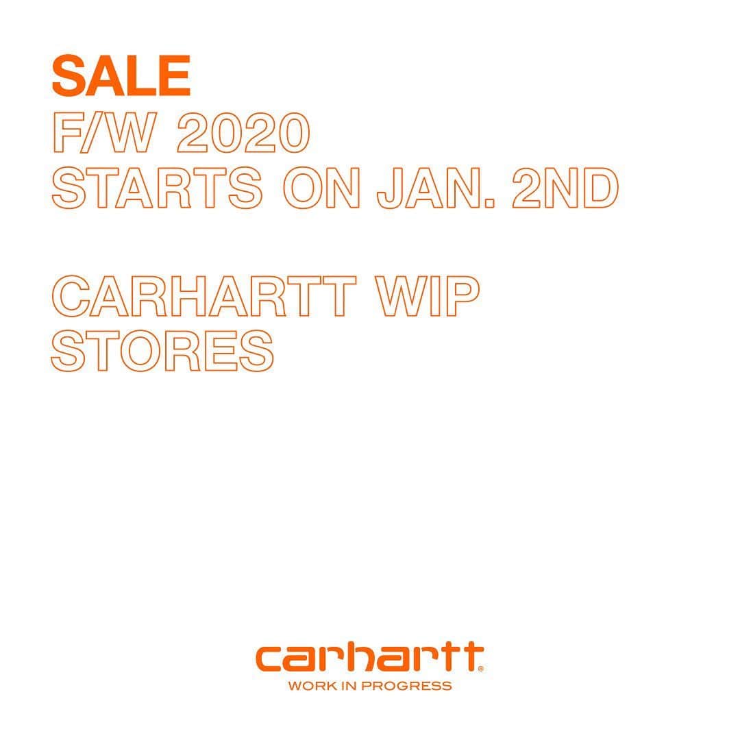 カーハートのインスタグラム：「F/W 2020 SALE   皆様の日頃の御愛顧に心より感謝申し上げます。本日1月2日(土)より、Carhartt WIP Store 各店、Online StoreにてWinterセールがスタート致します。新作も含め多くの秋冬アイテムがセール価格にてお買い求め頂けます。 是非この機会をご利用ください。  #carharttwip #workinprogress」