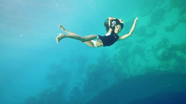 福本幸子のインスタグラム：「Dive into 2021 like..   #freediver #freediving #underwatervideo by @willtrubridge #roxylife」